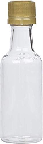 50 ml (1.7 Oz.) 120 Pack Round PET Clear Small Plastic Bottle with Tamper Evident Caps, Food Grade for Liquor, Wellness Shots, Sauce (Gold Lids)
