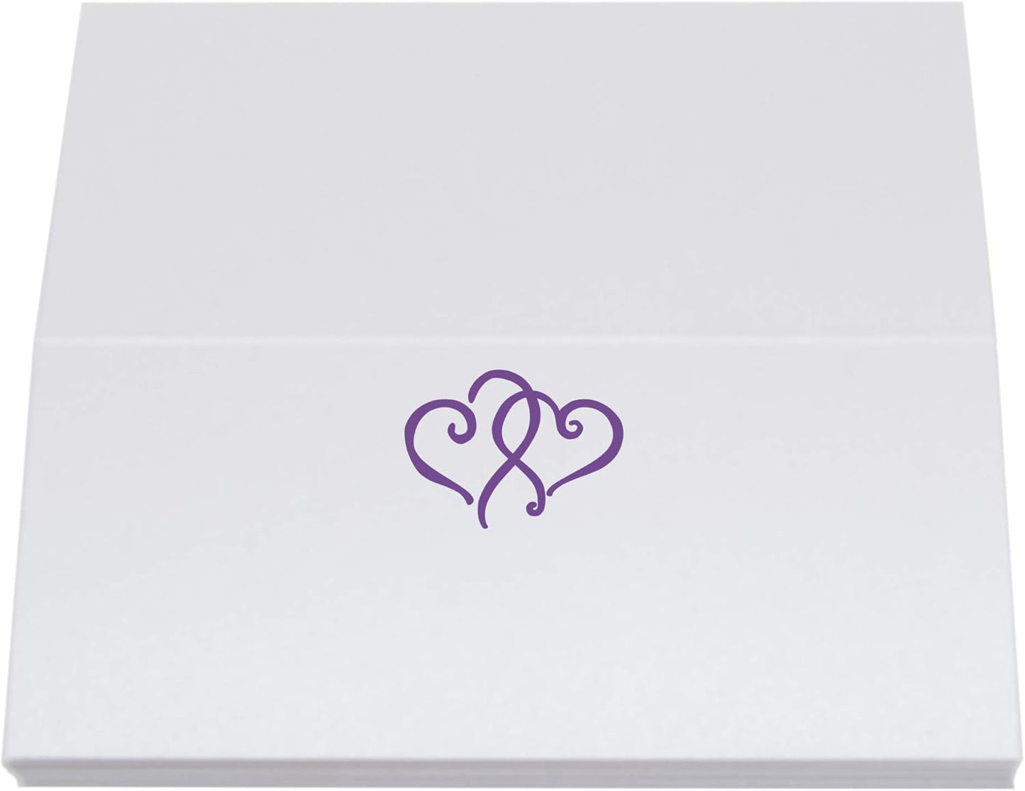 Linked Hearts Place Cards, Purple (Choose Color), Set of 25, Pre-cut and Scored - Wedding, Party, Dinner, and Special Events - Made in the USA