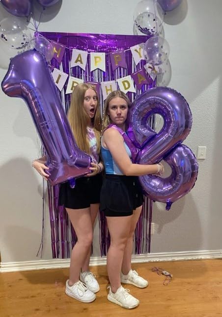 Purple Foil Number 8 Balloon 40 Inch, Helium Mylar Eight Number 8 18 28 38 48 58 80 88 Birthday Balloons, 8th Purple Women Men Wedding Anniversary, Graduations Party Supplies
