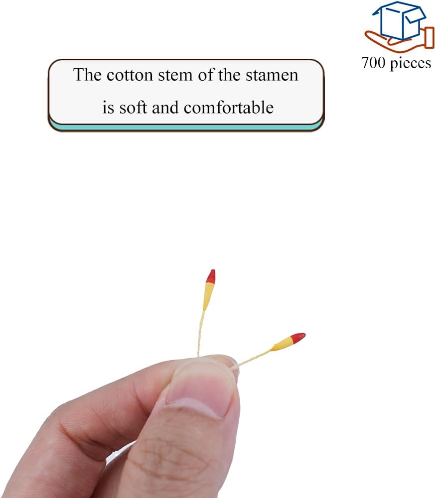 HAHIYO 700Pcs 2mm Yellow and Red Matte Double Head Flower Stamen Pistil for Flower Making Scrapbook Decoration Handmade Artificial Flowers Pistil Matt-Like Floral Stamens Flowers Pollen Stamen