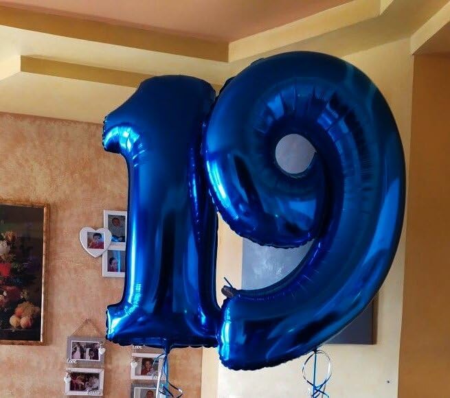 40 Inch Big Night Blue 9 Balloon Number, Jumbo Giant Happy 9th 19 29 39 49 99 Birthday Party Decorations, Night Blue Large Nine Mylar Foil Anniversary Birthday Party Engagement Decorations