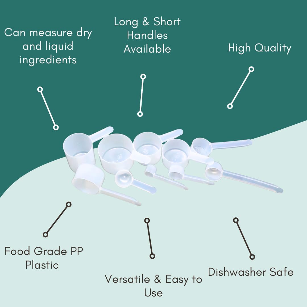 1/2 Tablespoon (1.5 Teaspoon | 7.5 mL) Long Handle Scoop for Measuring Coffee, Grains, Protein, Spices and Other Dry Goods (Pack of 5)