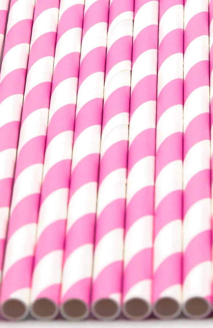 Pack of 300 Baby Pink Swirls Biodegradable 4-Ply Paper Drinking Straws (Compostable, Non-toxic, BPA-free)