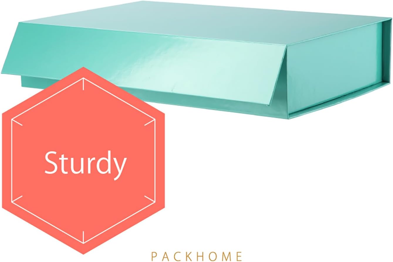 PACKHOME 6 Gift Boxes 11.5x8x2.5 Inches, Sturdy Shirt Boxes with Magnetic Lids for Multiple Occasions (Glossy Green)