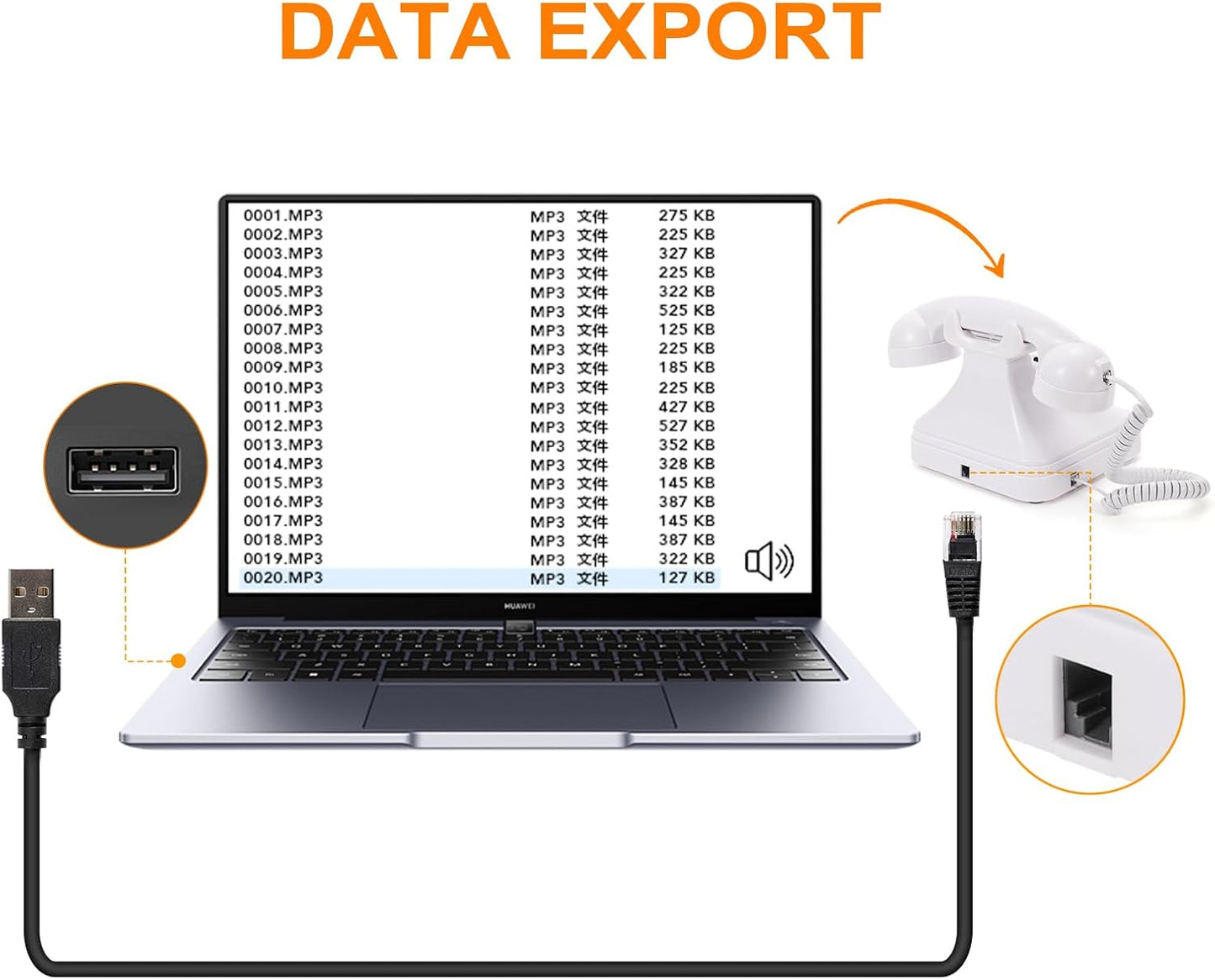 Guest Book Audio Wedding Phone,Record Voice Messages,Retro Guest Book for Wedding or Birthday Party Message Voicemail,Save The Blessings of Your Relatives and Friends(White)