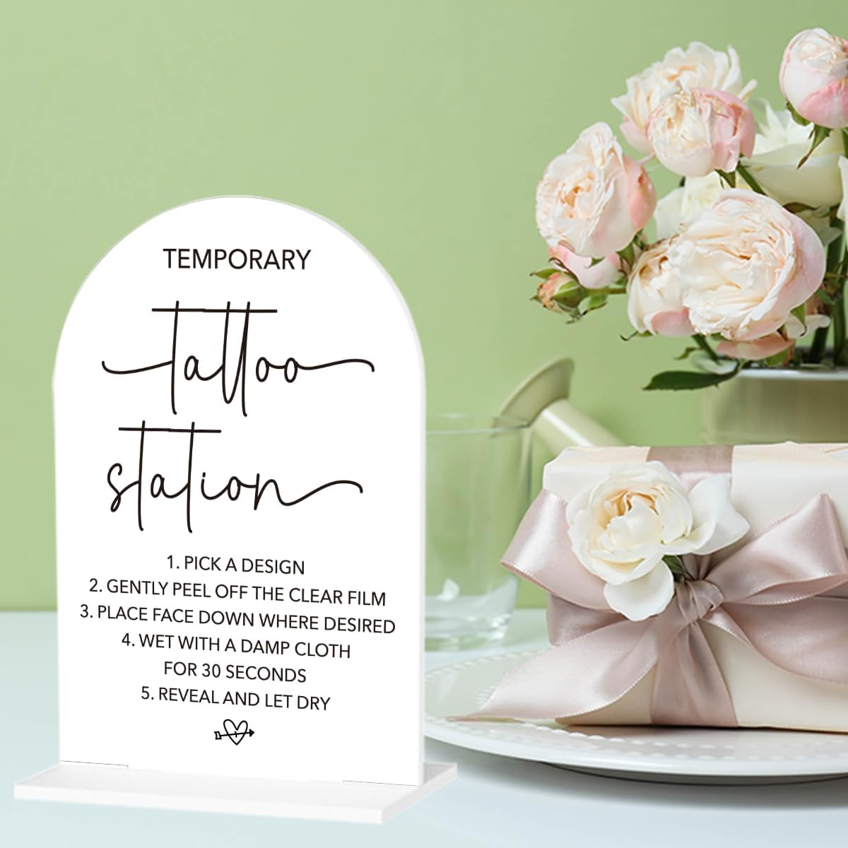 Wedding Tattoo Sign Temporary Tattoo Station Sign for Wedding Engagement Bridal Shower Bachelor Party Tattoo Bar Acrylic sign for Table Desk