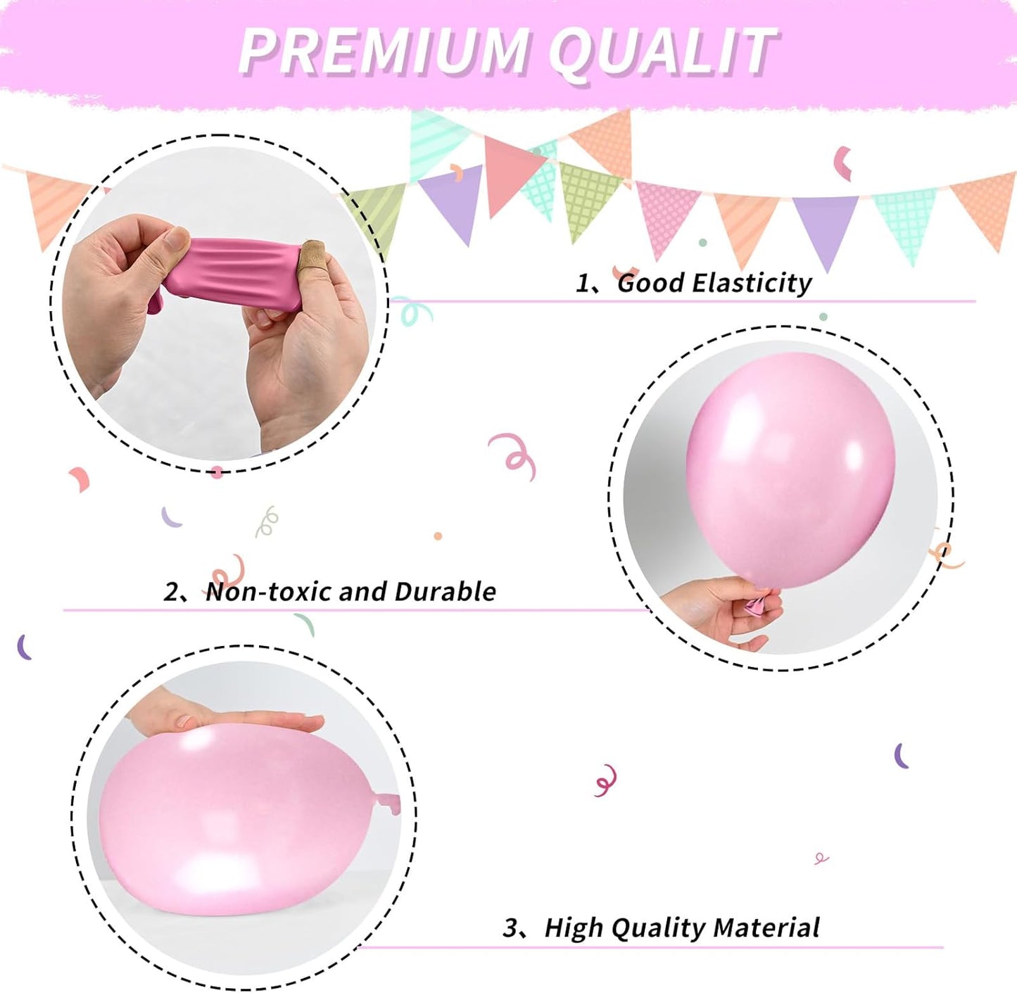 Pink and Black Balloons, Hot Pink Balloons White Dots Black White Dots Balloon with Confetti Balloon for Girls Women Birthday Baby Bridal Shower Wedding Theme Party Decorations