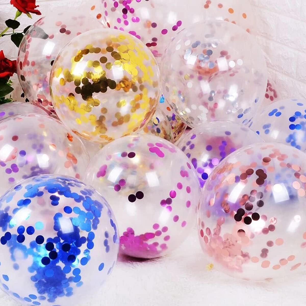 100Pcs Confetti Balloons 12 Inch Colorful Party Balloons Gold Sequin Balloon Set Assorted Color Latex Helium Balloons for Birthday Party Wedding Baby Shower Christmas Arch Decorations