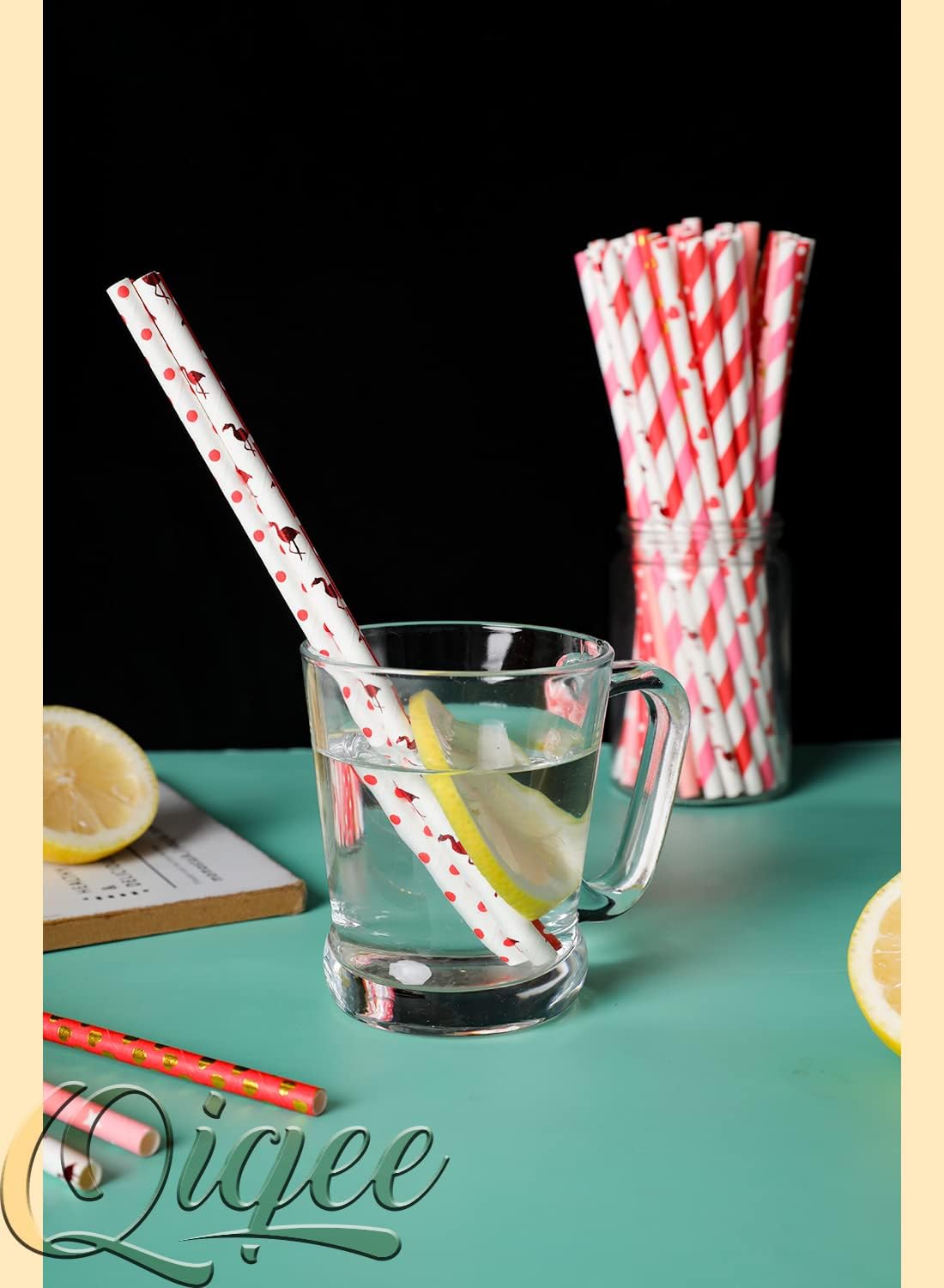 Valentine Paper Straws for Drinking Disposable Straws 150pcs Disposable Straws Bulk(10 Pattern)qiqee