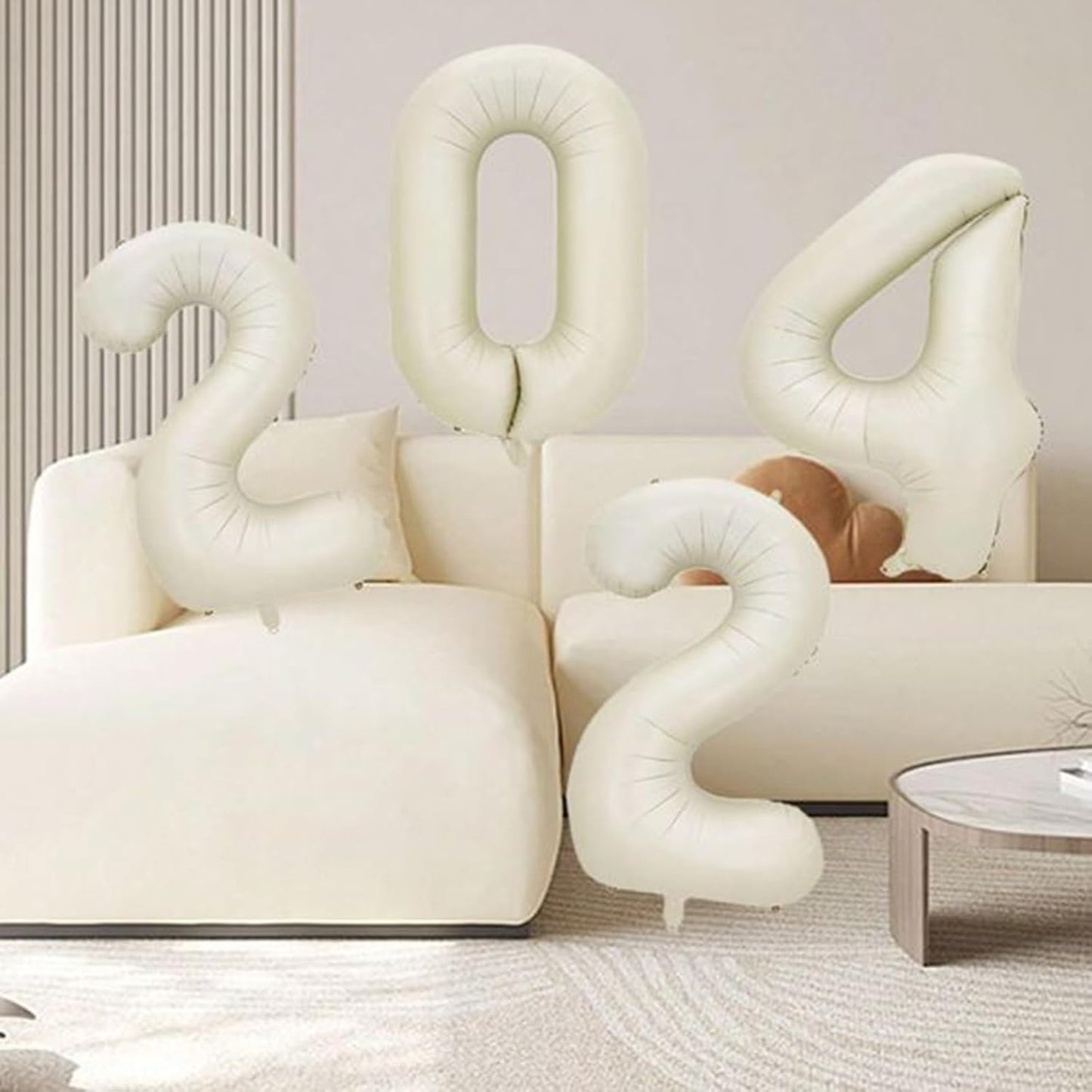 40 Inch Cream White Numbers Balloons0-9,Number 4 Digit Helium Balloons,Foil Mylar Big Number Balloons for 4th 14 Birthday Party Supplies Decorations Anniversary Wedding Supplies Decorations