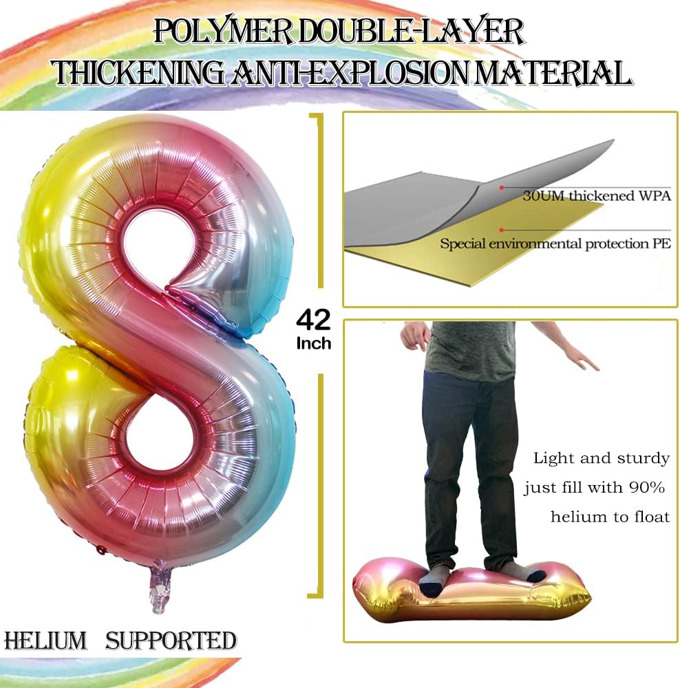 GOER Number 18 Balloons for 18th Birthday Sweet 18 Party Decorations,42 Inch Jumbo Foil Helium 81 Balloons for 81st Birthday Party Decoration (Rainbow)