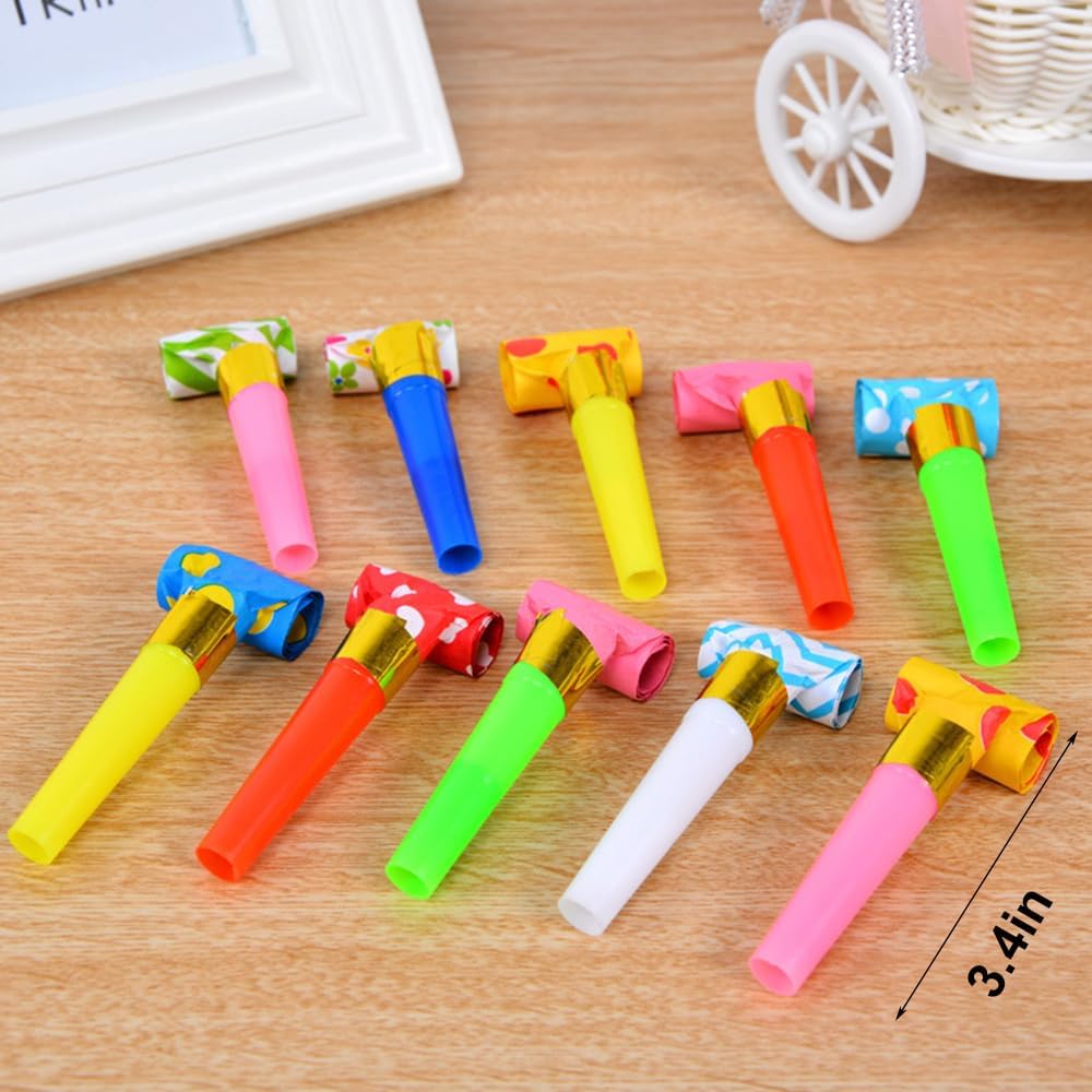 30 PCS Colorful Party Blower Blowouts Noisemakers, Birthday Blowouts Whistles for Party Favors, New Years Blow Horns for Family Gatherings