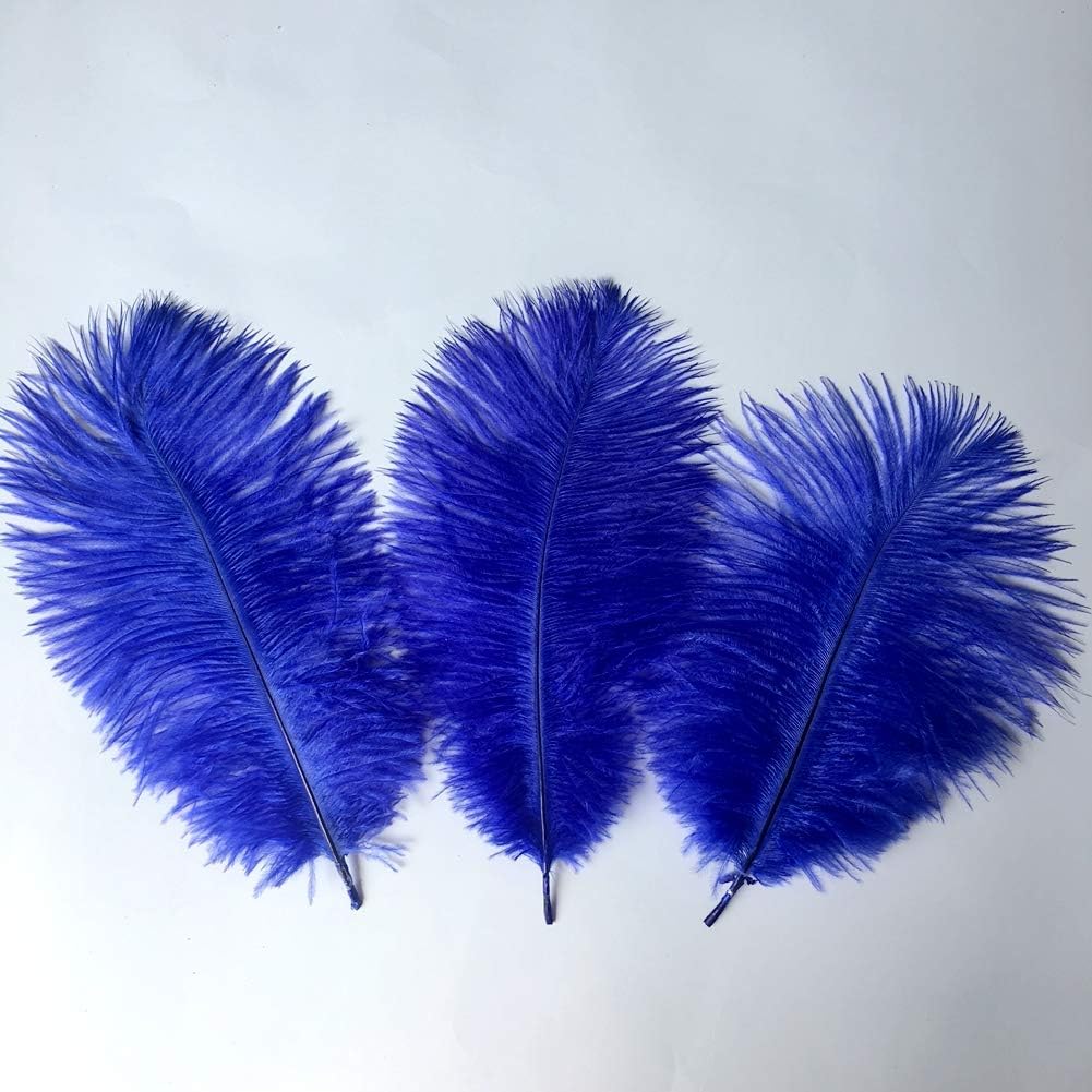 Sowder 6-8inch(15-20cm) Ostrich Feathers Plume for Wedding Centerpieces Home Decoration Pack of 10pcs(Royal Blue)