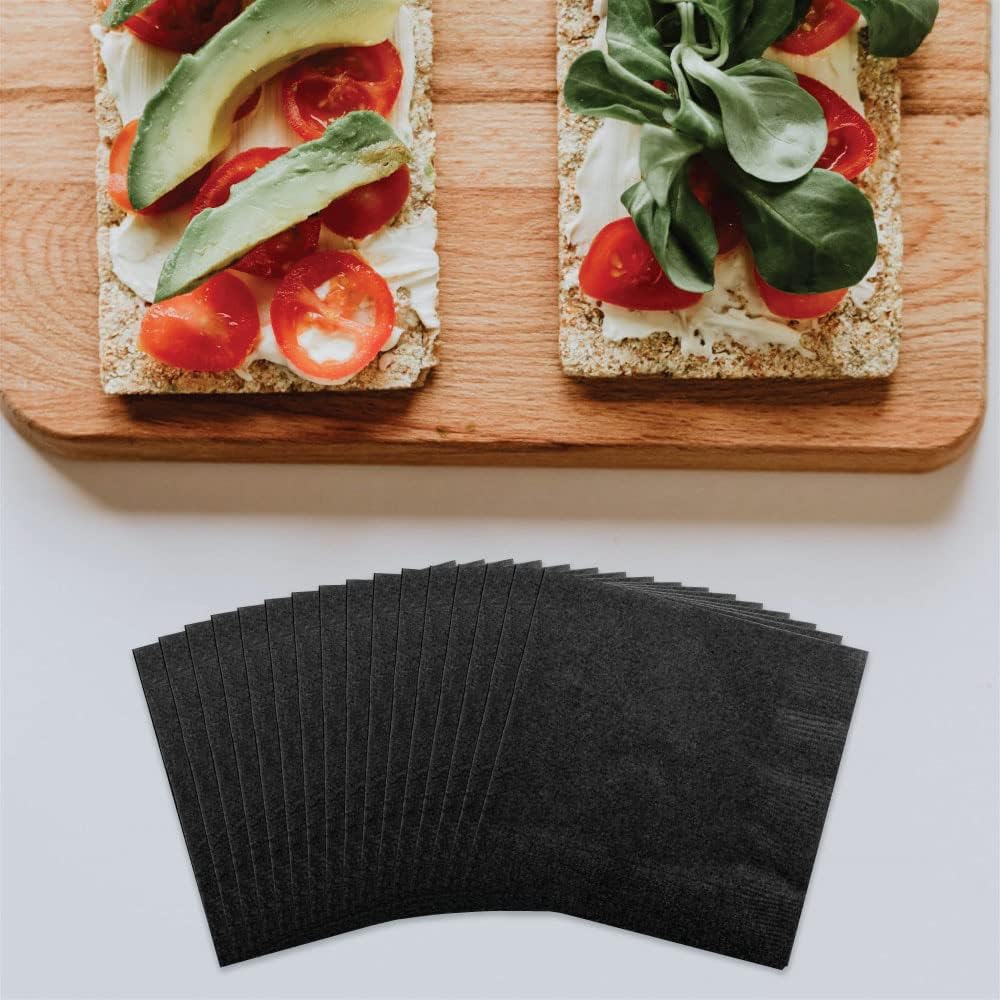 JAM PAPER Medium Lunch Napkins - 6 1/2 x 6 1/2 - Black - 50/Pack