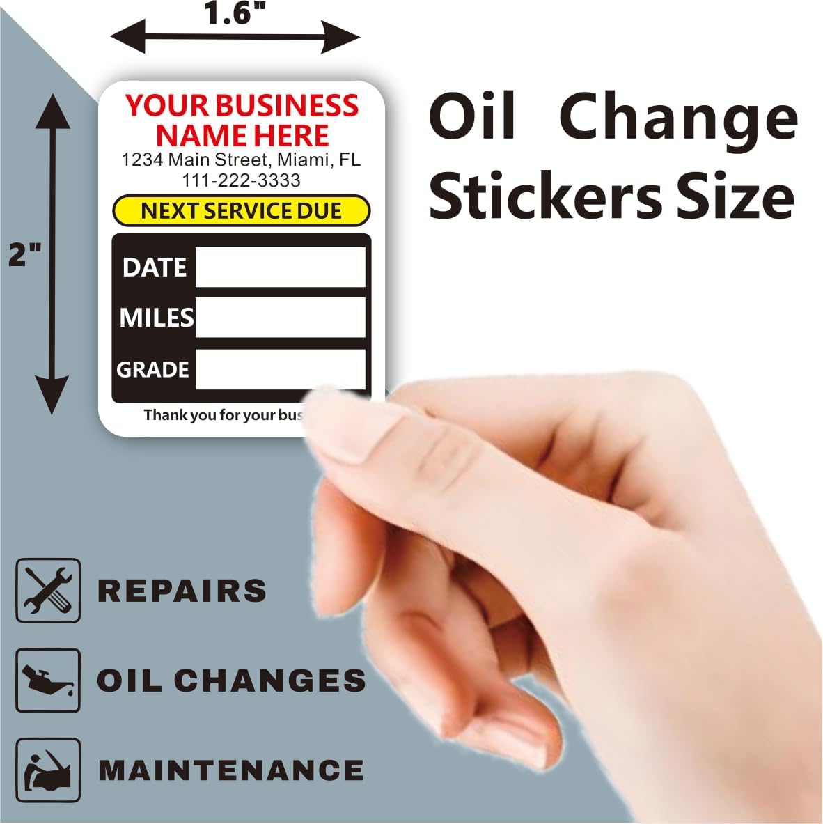 Custom Oil Change Stickers with Your Business Name - Auto Maintenance Service Reminder for Cars Vehicles Trucks Personalized Oil Change Stickers for Windshield 2 Inches(10-10000 pcs)