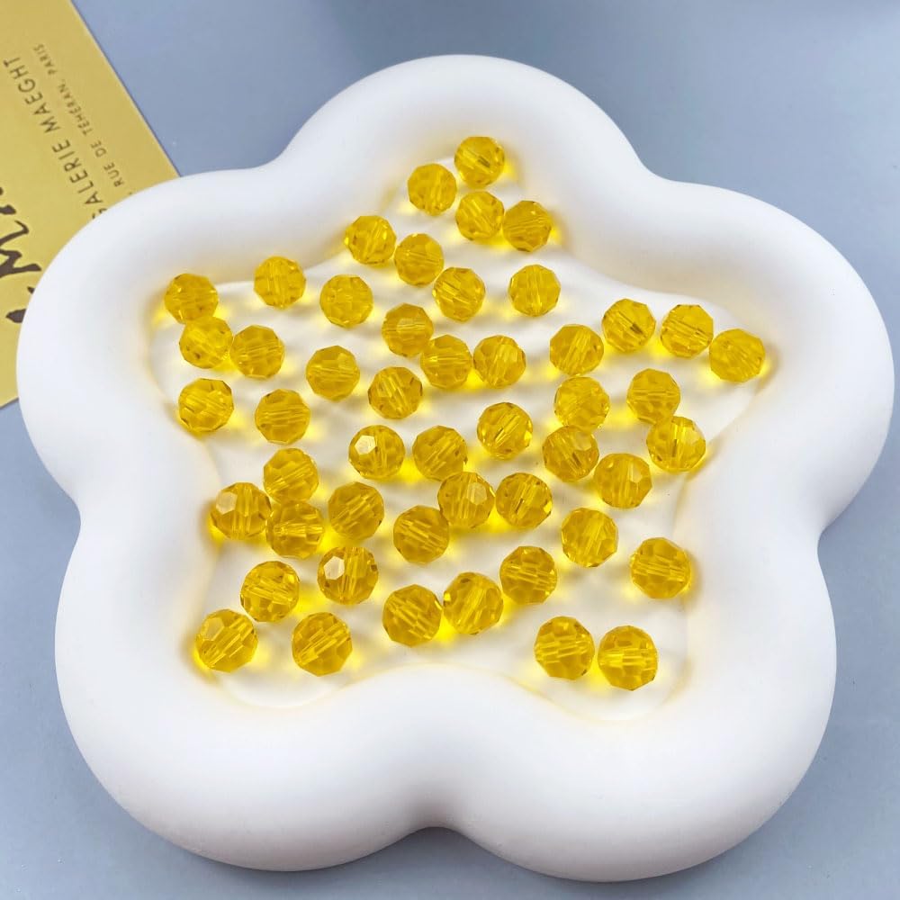 50 PCS 10mm Crystal Glass Beads Round Multiple Faceted Loose Spacer Glass Beads for DIY Handcrafte Bracelet Necklace Earring Jewelry Making(Orange)