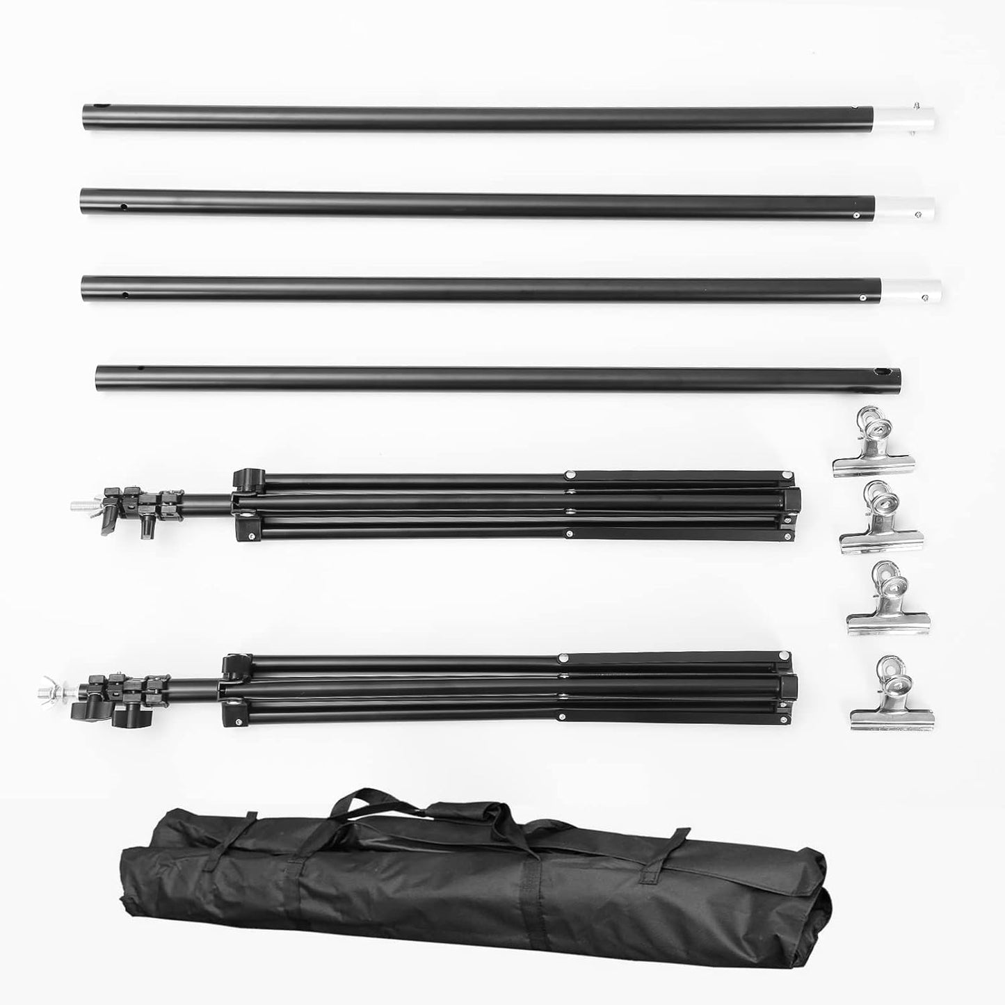 10ft Adjustable Backdrop Stand Kit, Heavy-Duty Photography Background Support System with Clamps & Carry Bag, Photo Video Studio Backdrop Stand for Parties, Weddings, Green Screen & Banner Display