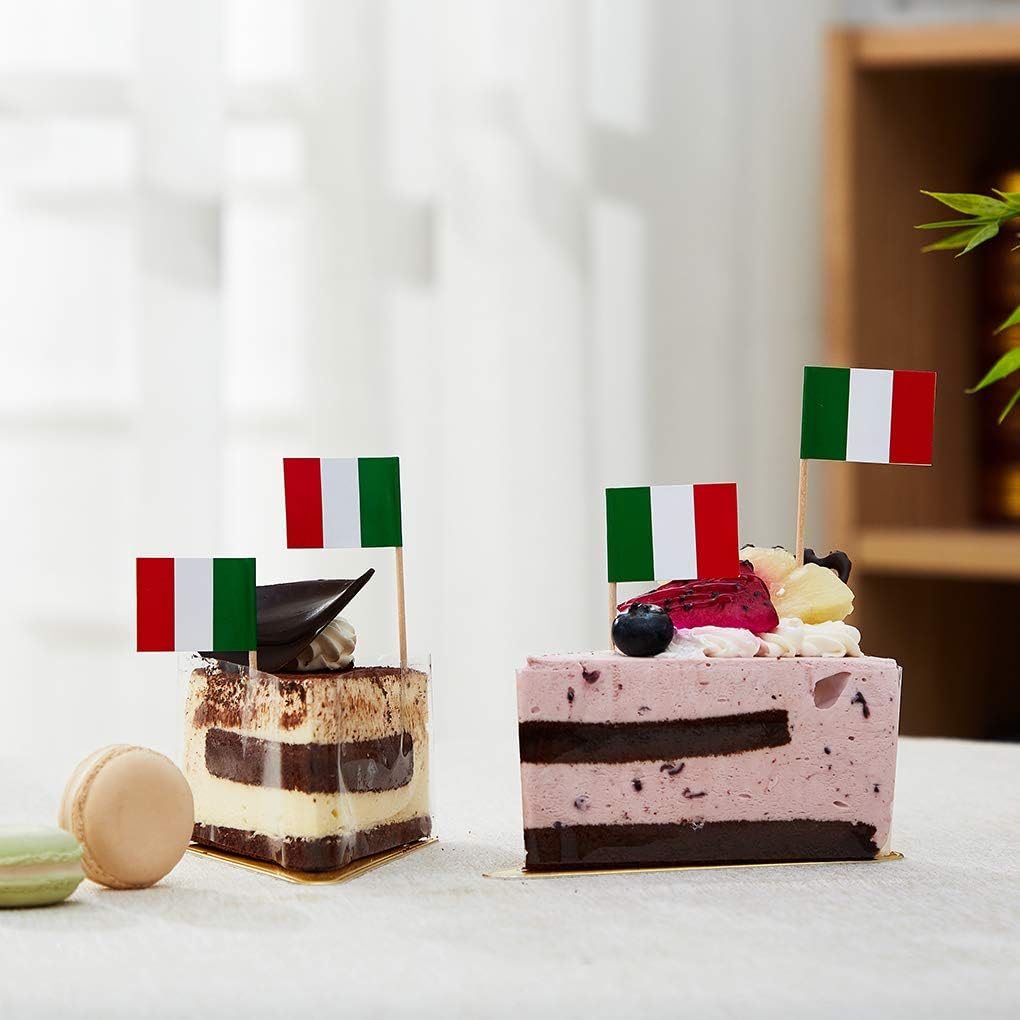 mflagperft Italy Flag Italian Flag, Small Mini Italy Toothpick Flags for Food, Cupcakes, Cocktails, Appetizers, Bar Party Decorations