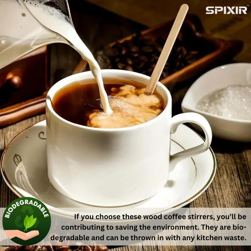 Coffee Stirrers Disposable Wooden Coffee Stir Sticks, 7-inch Large Stir Sticks, 1000 Wooden Coffee Stirrers, Round-End Wooden Stir Sticks for Coffee, Birchwood Swizzle Sticks for Coffee