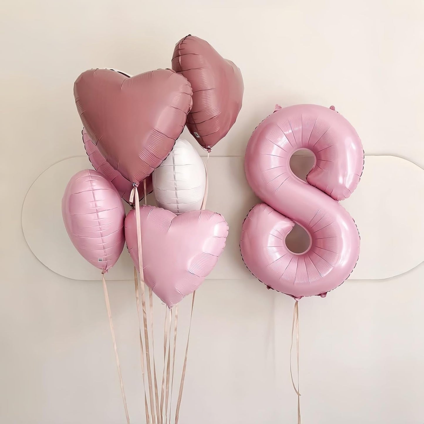Light Pink Foil Balloon Number 7, 40'' Giant Self Inflating Number Balloons Set 0-9, Large Pastel Pink Number 7 Helium Balloon for Girls 7th Birthday Princess Party Decorations Supplies