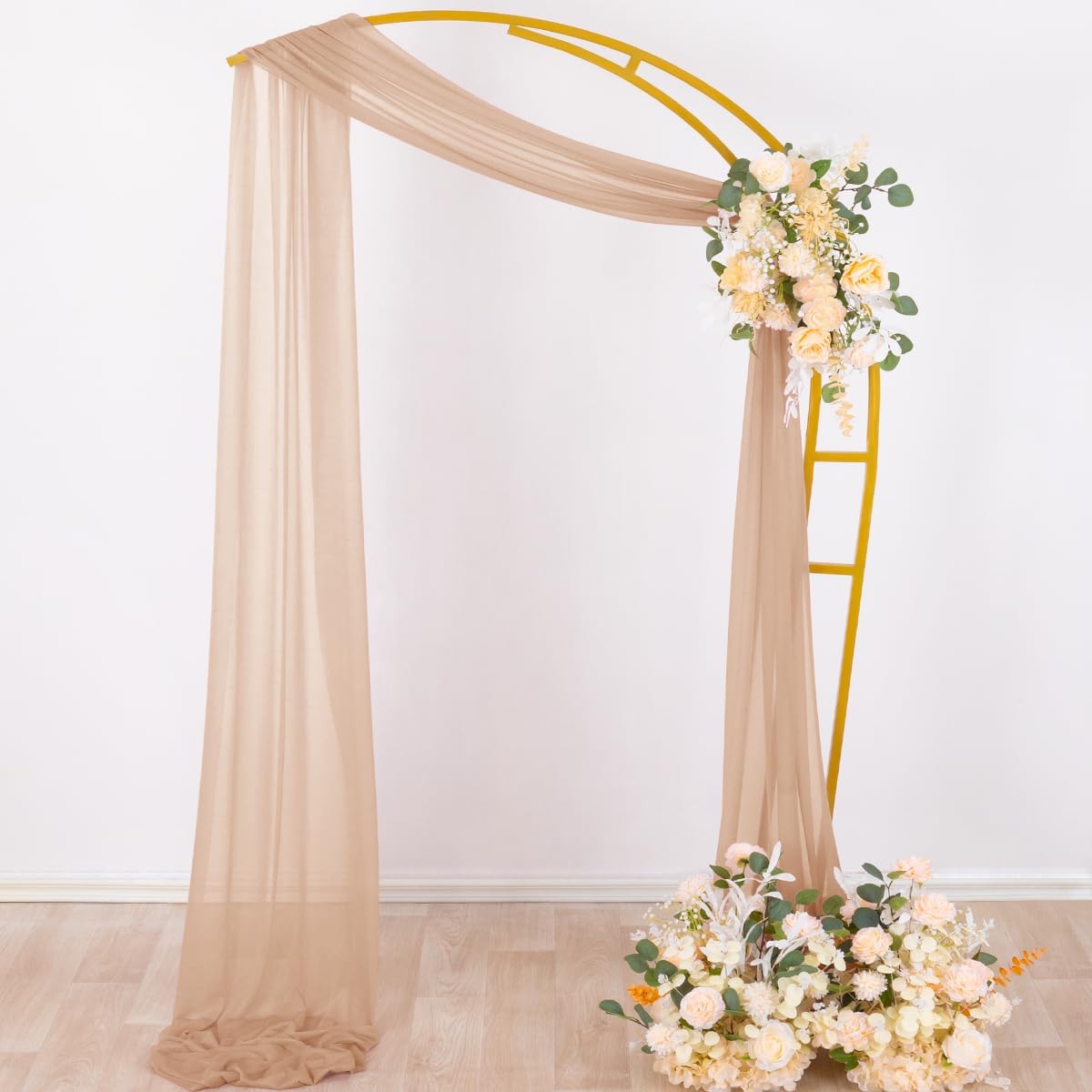 Socomi Wedding Arch Draping Fabric 29" x 20Ft 2 Panels Nude Sheer Outdoor Curtain Drapes Extra Long for Bridal Baby Shower Ceremony Birthday Party Decor