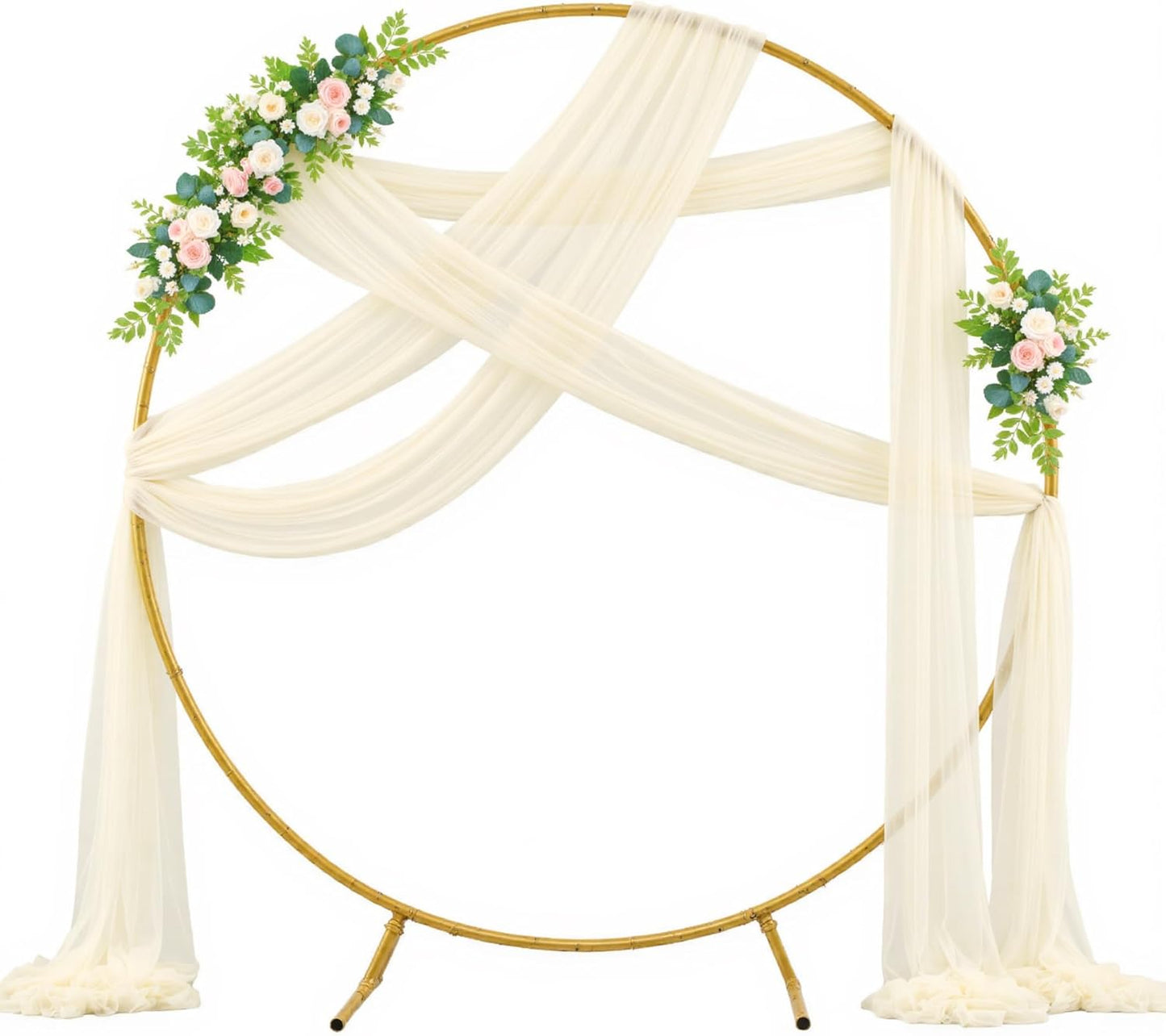Wedding Arch Draping Fabric Backdrop 1 Panel 60" x 26Ft Ivory Drapes Curtains for Wedding Reception Sheer Tulle Backdrop Curtain for Ceremony Birthday Party Baby Shower Arbor Ceiling Decorations