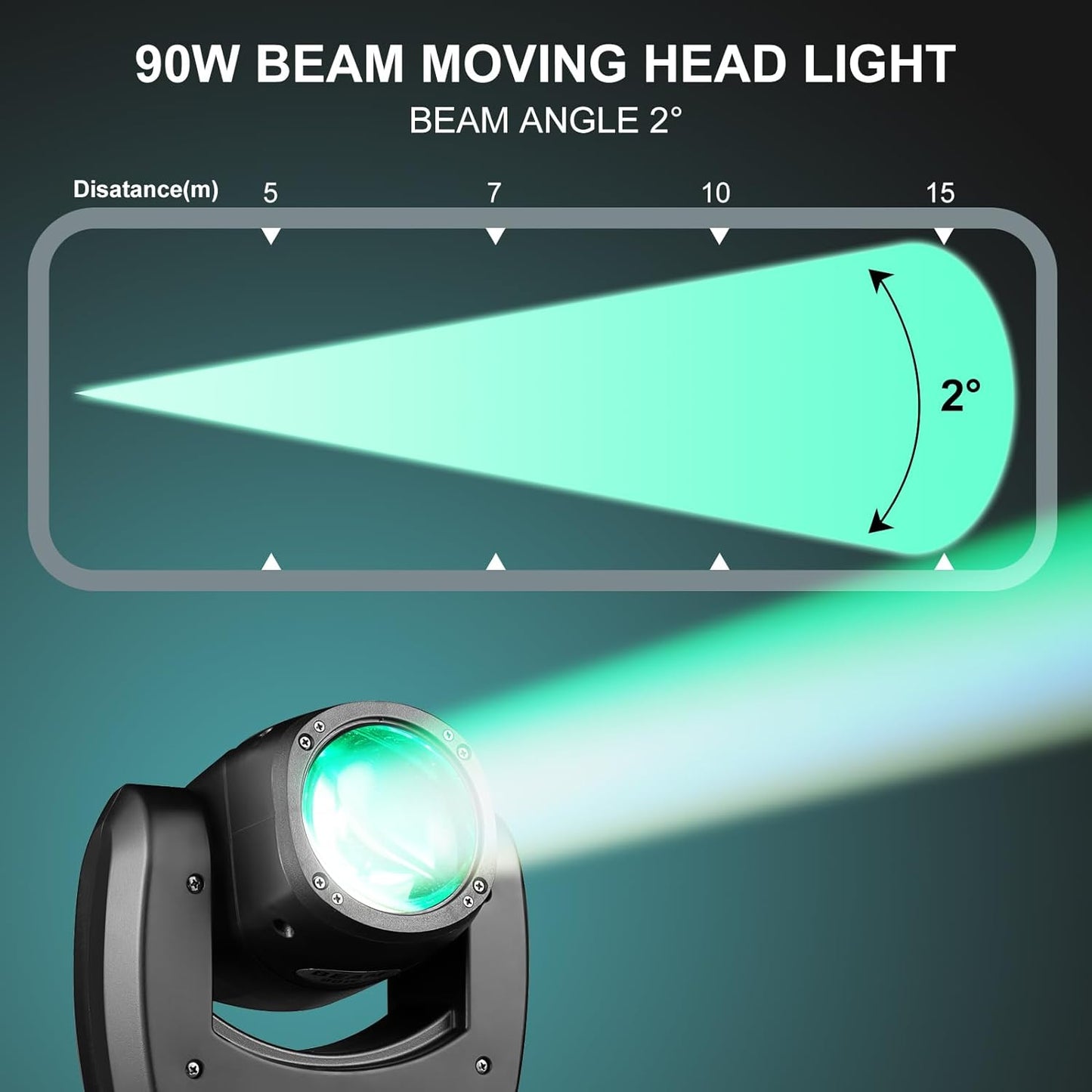 90W LED Moving Head DJ Lights Mini Beam Stage Lights Super Bright Spot RGBW 4IN1 DMX 512 12CH Sound-Activated for Wedding DJ Party Stage Lighting (90W, 1)