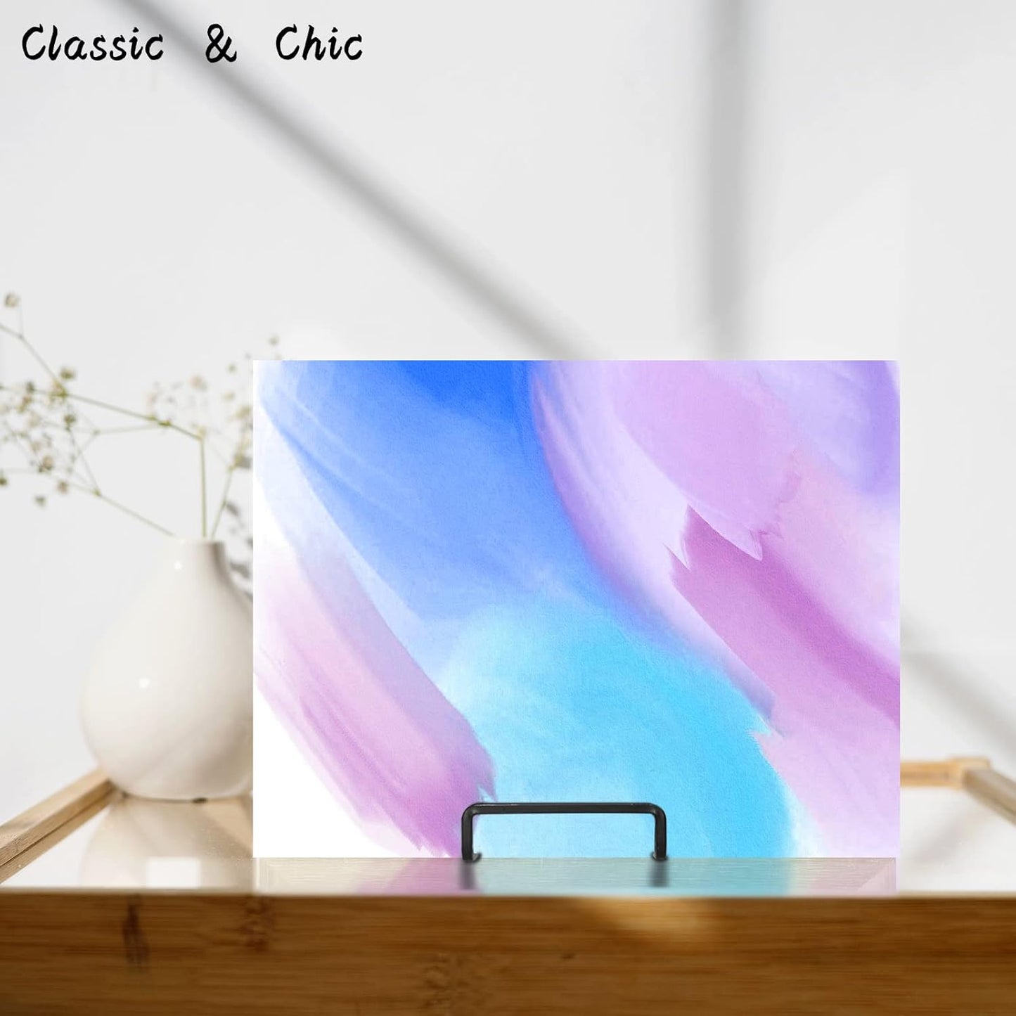 Decolore 4 Pack 4 Inch Black Metal Display Stands Square Plate Holder Display Stand Frame Stand for Picture, Decorative Plate, Photo Easel and Artistic Work