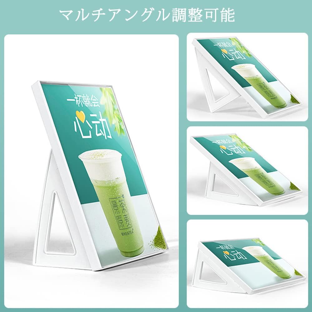 ABS Plastic Sign Holder,Menu Displays L Shape Sign Stand Vertical/Horizontal Use (White A5 148×210mm/5.83×8.27inches)