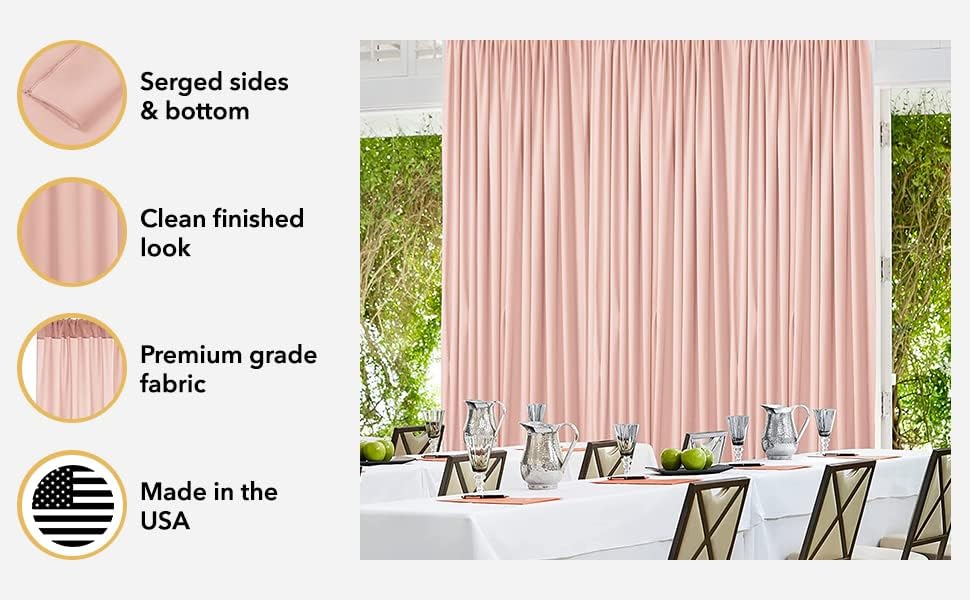 AK TRADING CO. 10 feet x 8 feet IFR Polyester Backdrop Drapes Curtains Panels with Rod Pockets - Wedding Ceremony Party Home Window Decorations - Valley Green