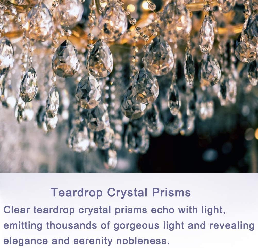Fushing Teardrop Crystal Strands, 1ft Hanging Crystal Beads Chain Garland, Chandelier Pendants Parts Glass Beads