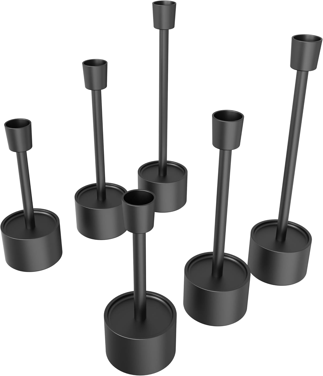 YUMORE Stainless Steel Black Candle Holders Candlestick 6 Packs Tall Taper Pillar Stable Base Stand Holders for Dining Table Wedding Centerpiece Decorations