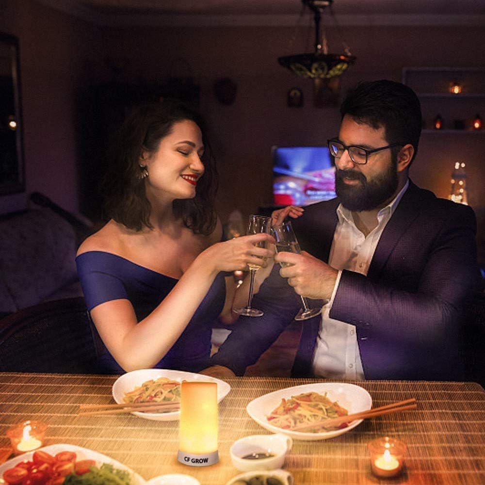 LED Flame Effect Fireplace Light with Remote & Timer, USB Rechargeable Battery Operated Flameless Candle Light for Room Party Bar Decor - 2 PCS