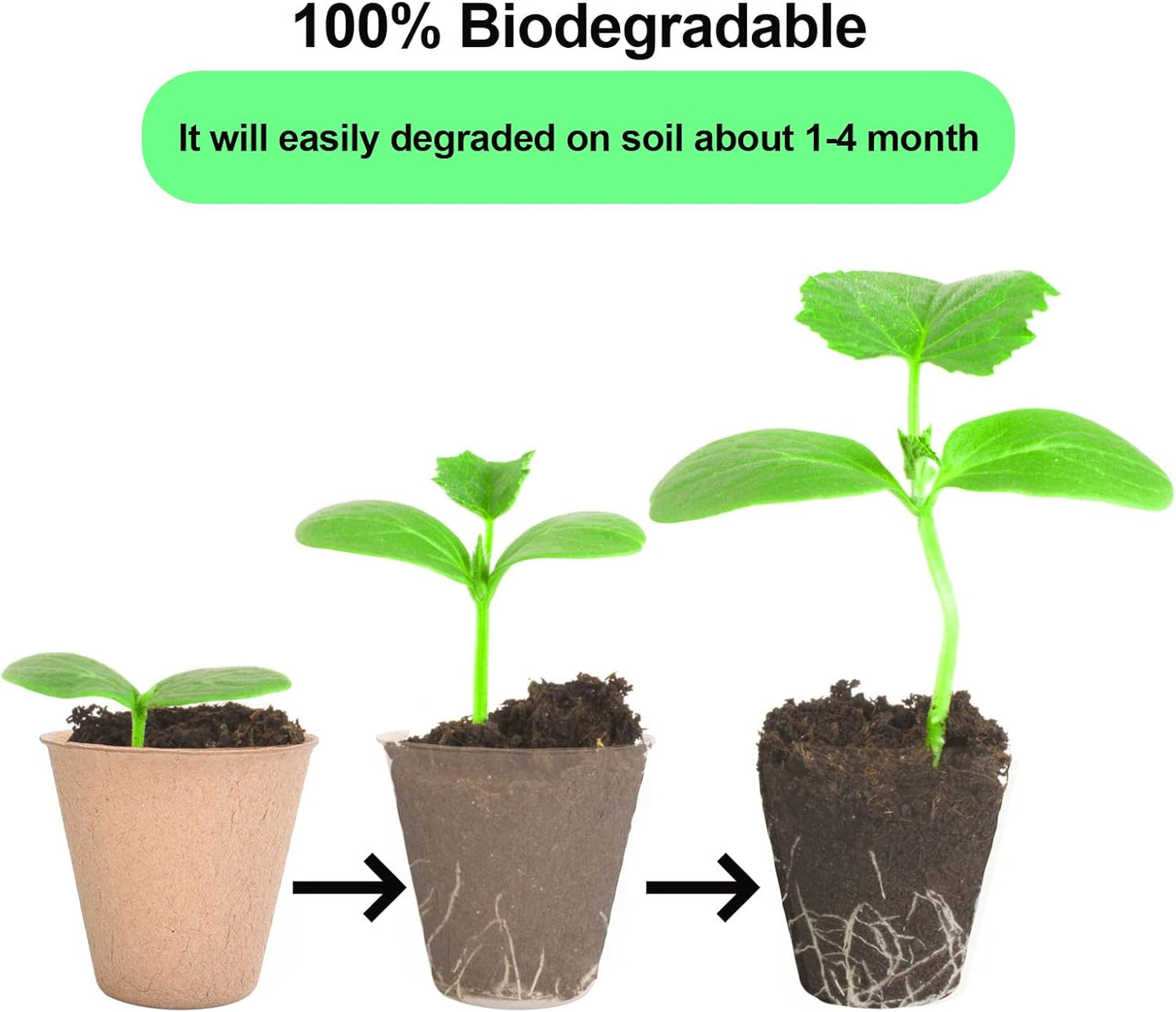 JERIA 50-Pack 3.15 Inch Peat Pots for Seedling with 50 Pcs Plant Labels,Outdoor Garden Germination Nursery Pots,Biodegradable Seed Starter Pots Kits