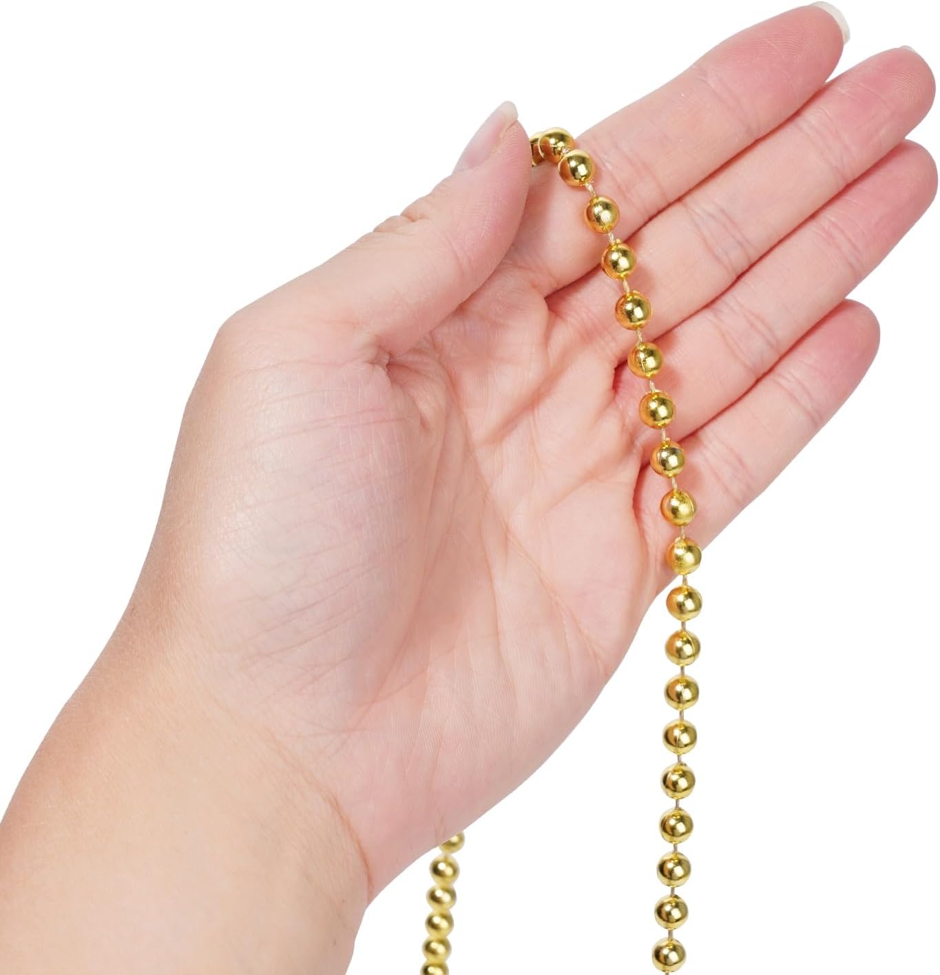 Faux Gold Pearl Beads Garland - 6mm Christmas Tree Beads 22 Yards Spool Pearl String Roll for Wedding Party Christmas Tree Decoration