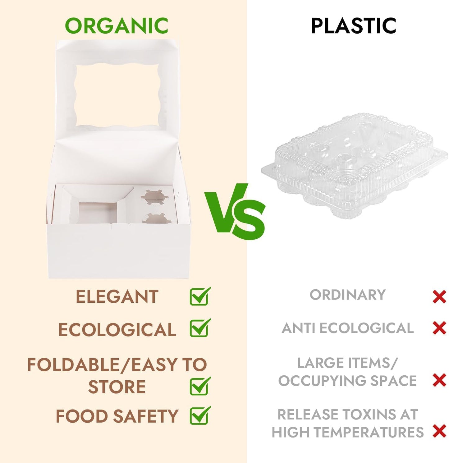 JCD 8 Packs 1+5 Cupcake Box Combo with Clear Window,1 small Cake and 5 Cupcakes Box with insert and Stickers, for Family Birthday Party Mother's day (1+5/8pcs)