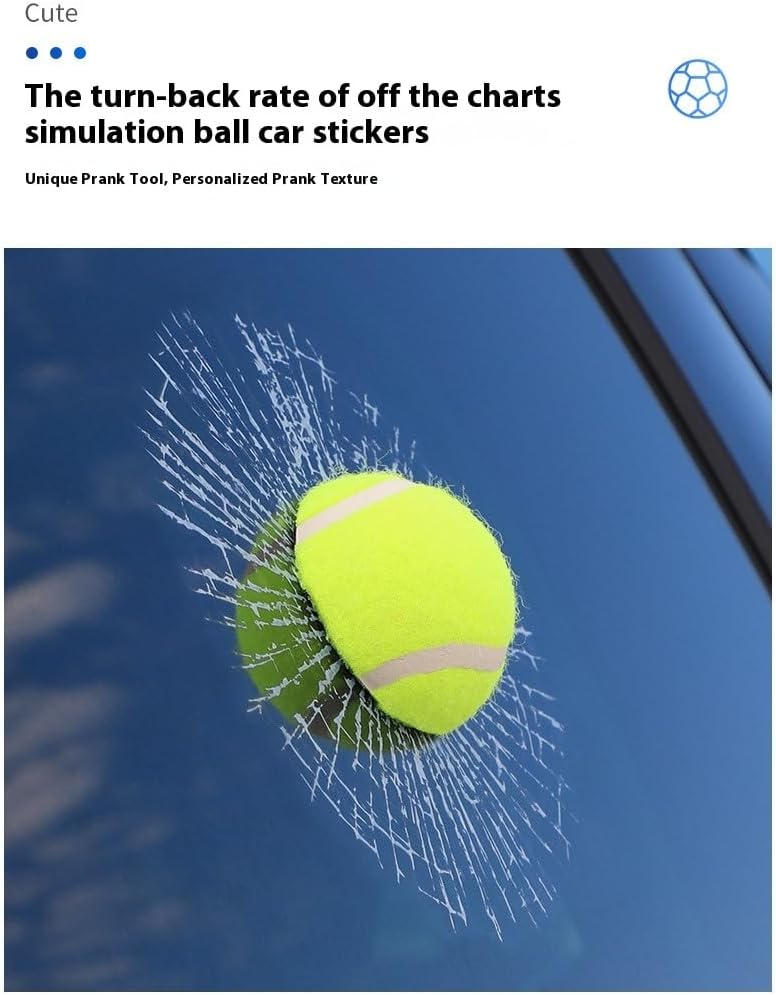 Car 3D elf Ball car Sticker, car Window Funny Creative Decorative Sticker(18cmx18cmx3cm) (White Baseball)