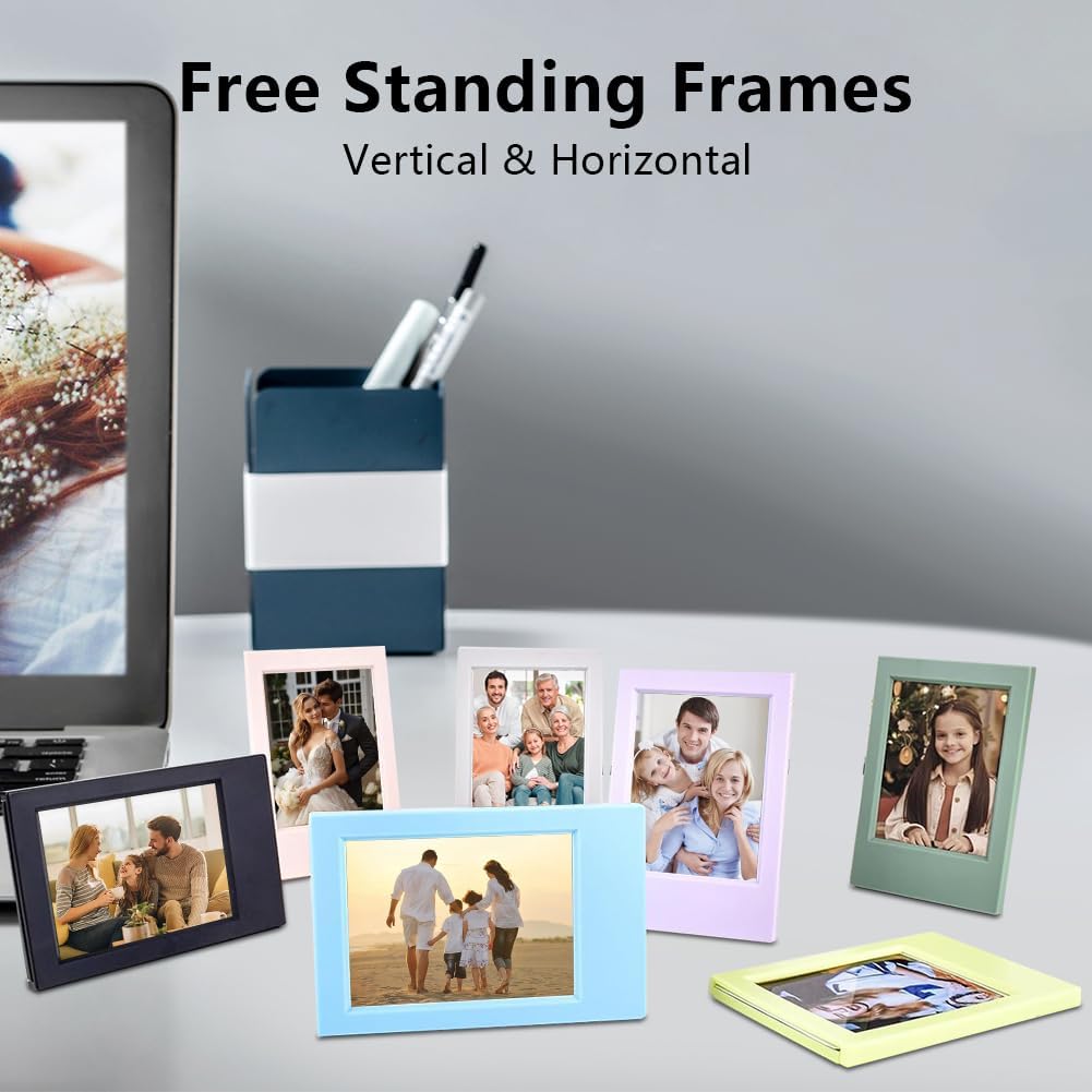 24 Pcs Polaroid Picture Frames, 2''x3'' Photo Frame for Fujifilm Instax Polaroid Film 8 Colors Mini Frame with Stand Small Wallet Size Picture Frames for Home, Office Tabletop Display