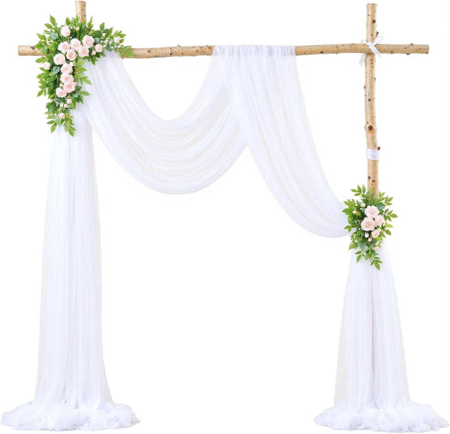 Wedding Arch Draping Fabric Backdrop 1 Panel 60" x 26Ft White Arch Drapes Curtains for Wedding Reception Sheer Tulle Backdrop Curtain for Ceremony Birthday Party Arbor Ceiling Decorations