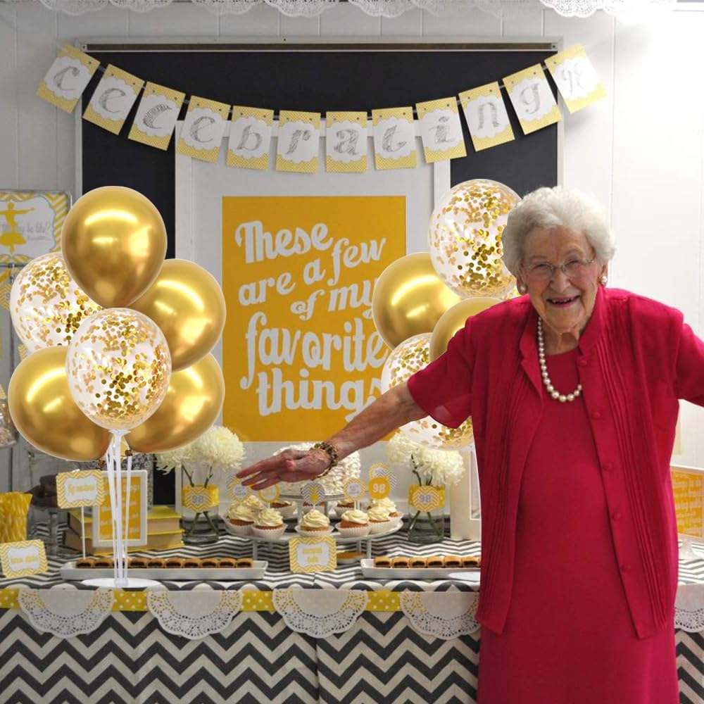 TONIFUL 4 Set Gold Balloon Centerpieces for Table, Balloon Stand Kit for Party Centerpiece Table Decorations, 50th 60th 70 th 80th 90th 100th Birthday Decorations Graduation Decoration 2025 New Years