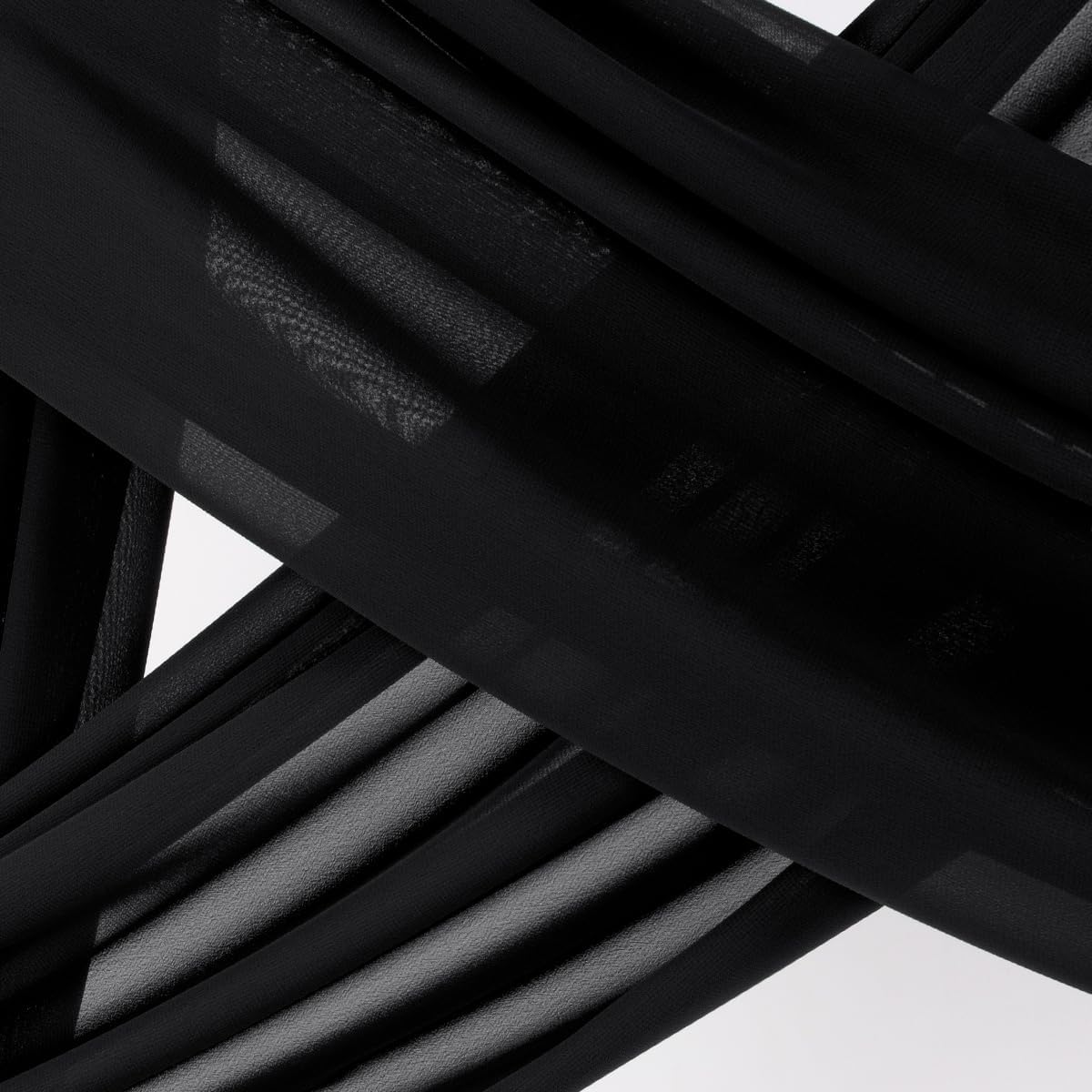 Socomi Wedding Arch Draping Fabric 2 Panels 29" x 18Ft Black Sheer Curtain Drapes 6 Yards for Wedding Baby Shower Ceremony Birthday Party Decoration