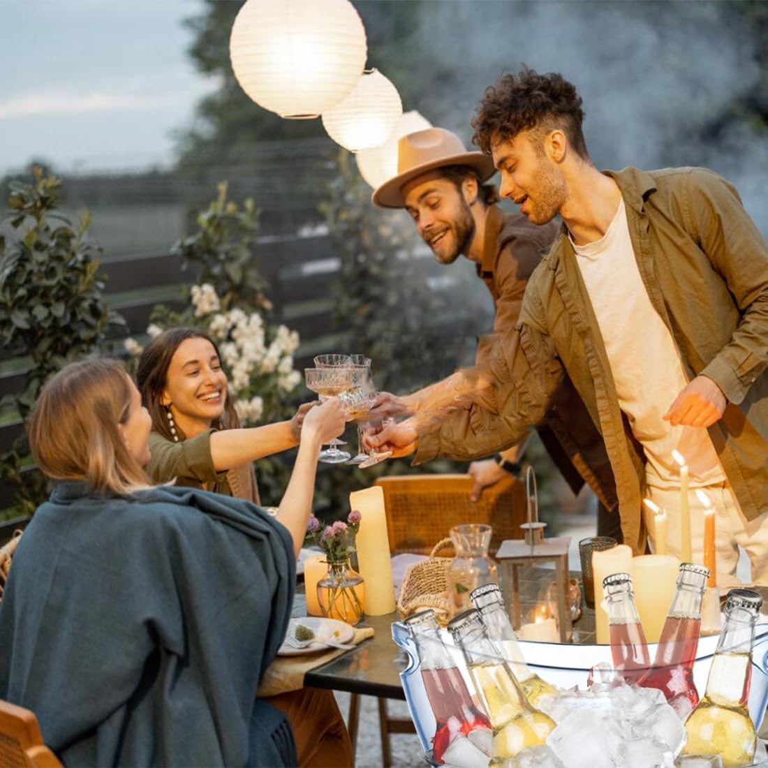 2 PCS Ice Bucket,Acrylic Ice Buckets for Parties,5.5L Extra Large Clear Champagne Beer Tub Mimosa Bar Supplies Kit Wine Beverage Bucket with Corkscrew&Scoop for Wine Cocktail Bar(Clear)