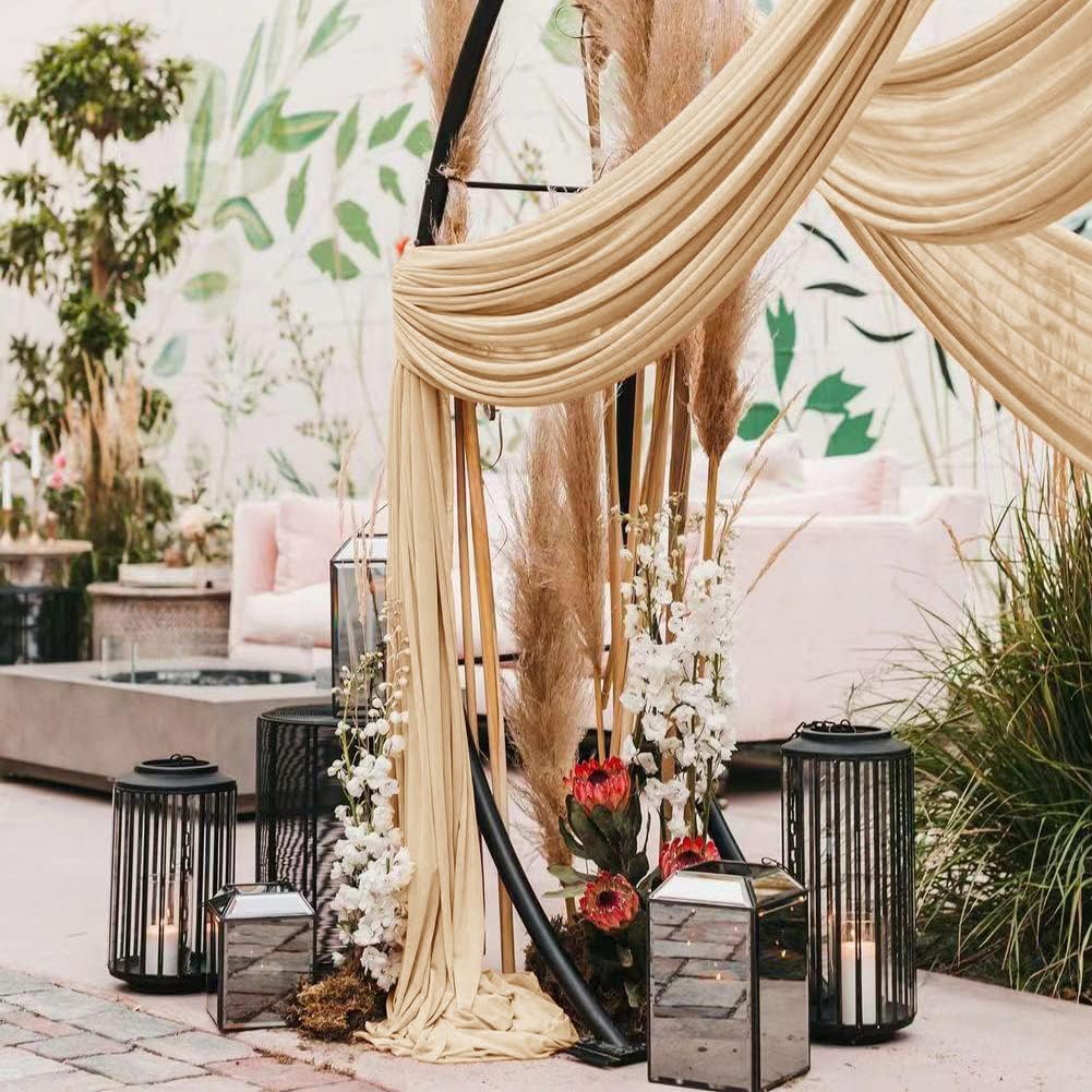 Wedding Arch Draping Fabric 4 Panels 30'' x 18FT Champagne Sheer Chiffon Arch Drapery for Photo Booth Bridal Shower Baby Shower Church Decor Newborn Photography Christening Outdoor Party
