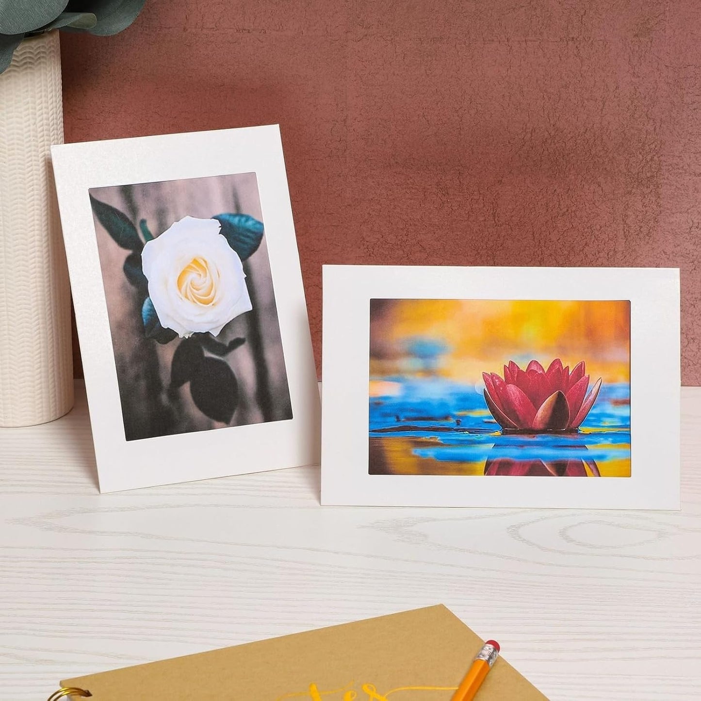 Juvale Picture Frames - 4x6 White Cardboard 50 Pack, Easel Back Tabletop - Paper Picture Frames for Crafts & DIY Decoration