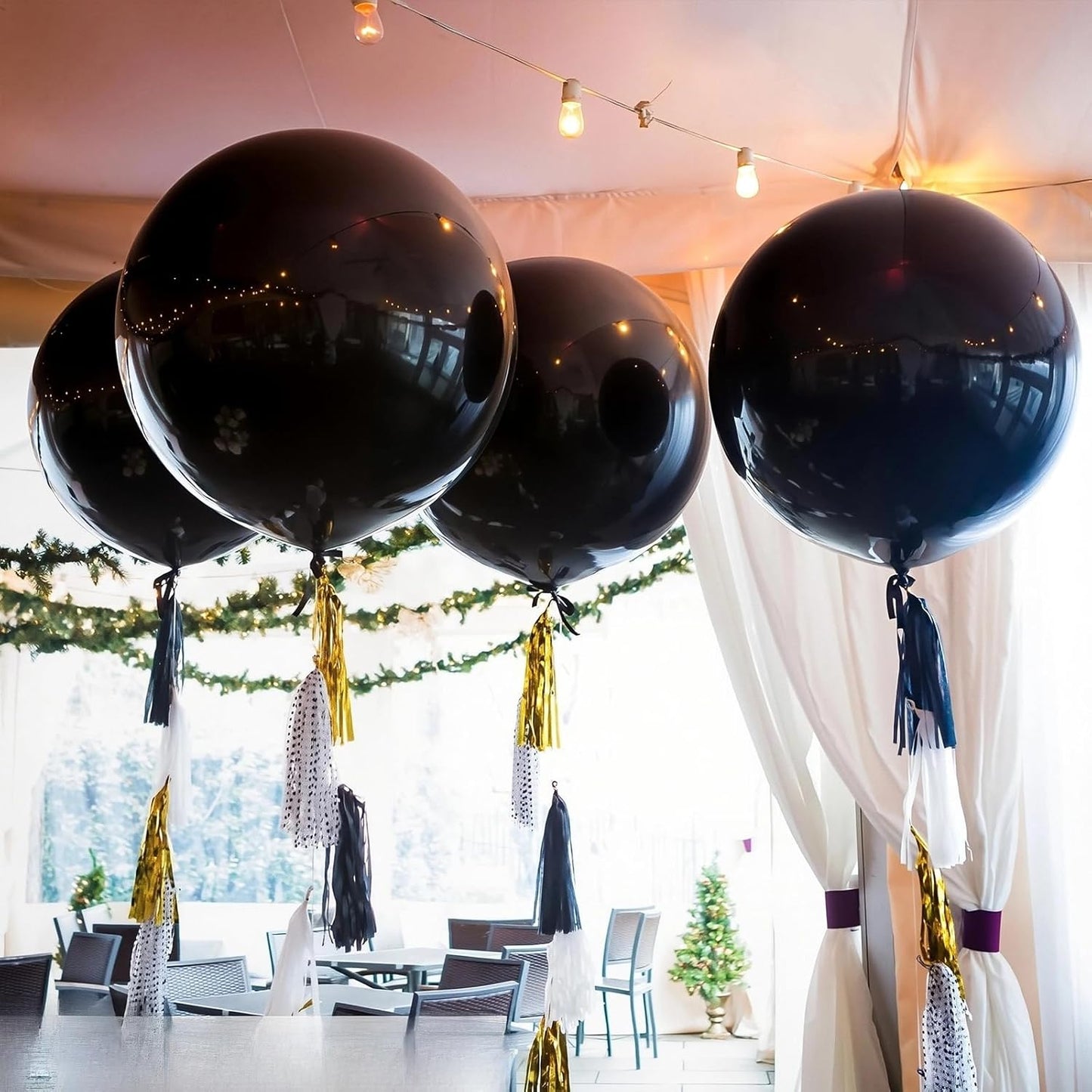 36 inch Giant Balloons, 4pcs Large Black Latex Balloon for Birthday Wedding Decorations Photo Shoot Party Decorations