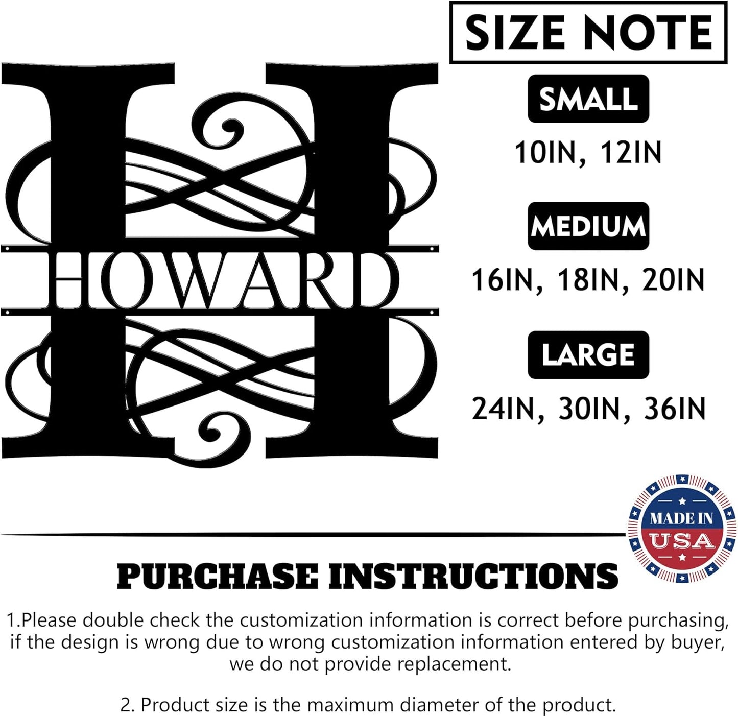 Custom Signs Outdoor Metal, Personalized Name Sign, Family Last Name Sign Home Decor, Initial Monogram Wall Metal Art, Customized Christmas Wedding Housewarming Gifts