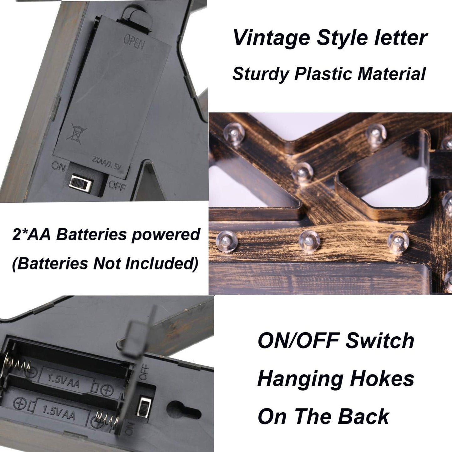 OYCBUZO Golden Black Led Marquee Letter - Industrial, Vintage Style Light Up Alphabet Letter Sign for Cafe Wedding Birthday Party Christmas Lamp Home Bar Initials Decor - Q