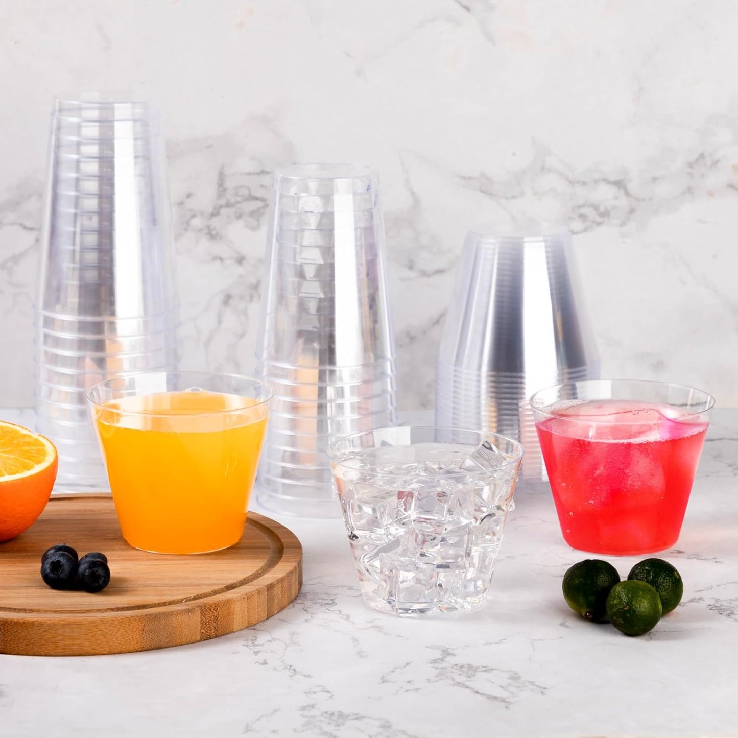 Goodluck 50PCS 12oz Clear Plastic Cups for Party, Disposable Clear Plastic Cups, Cocktail Glasses for Wedding Thanksgiving, Christmas, and Parties