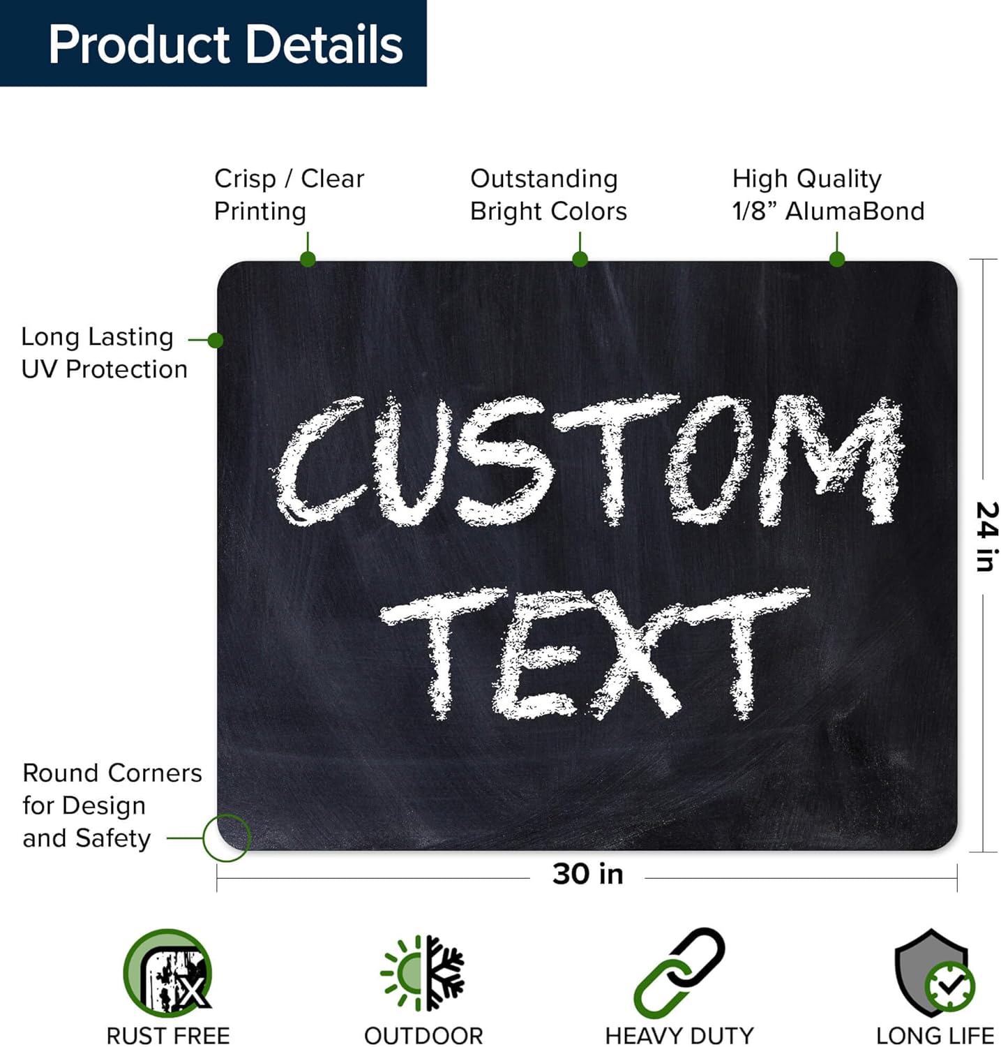 Custom Sign, Custom Street Sign, 11 Font Colors, 13 Font Styles, 4 Hole Options, 22 Sizes, 24x30 Inches, Rust Free DiBound, Fade Resistant, Made in USA by My Sign Center (Chalkboard Black)