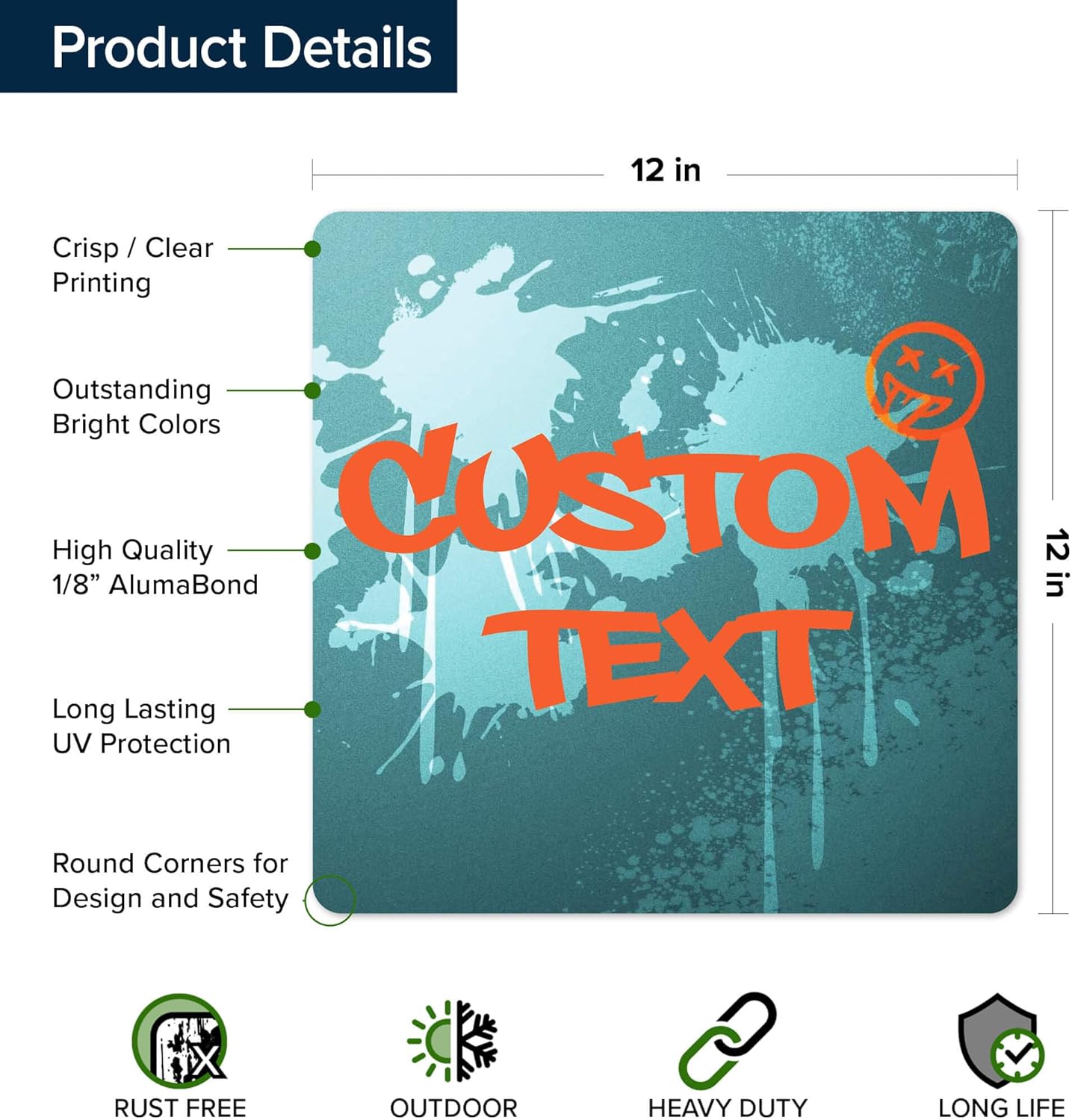 Custom Sign, Custom Street Sign, 11 Font Colors, 13 Font Styles, 4 Hole Options, 22 Sizes, 12x12 Inches, Rust Free DiBound, Fade Resistant, Made in USA by My Sign Center (Graffiti)